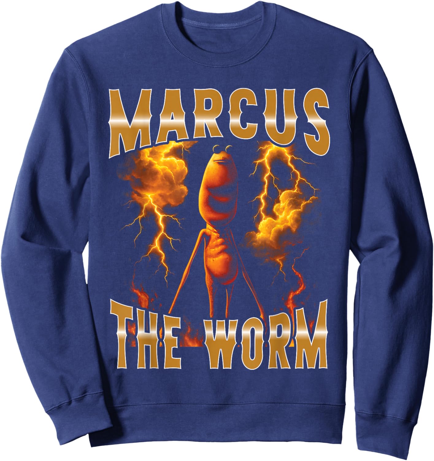 Marcus Worm Meme Humor Playful Retro Vibe Funny People Sweatshirt - Sweatshirt | Navy