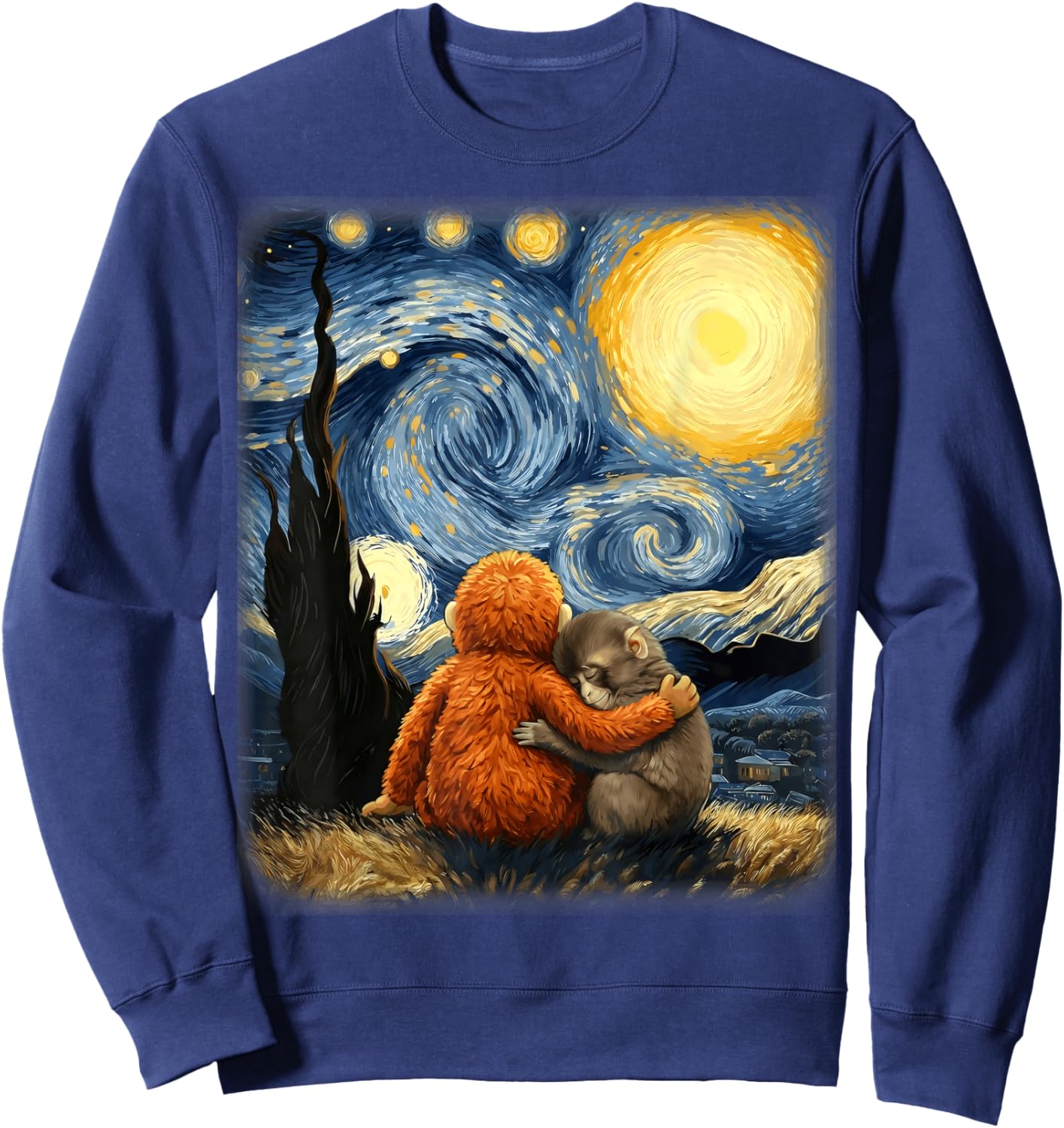 Punch-kun Panchi Kun Viral Video Van Gogh Monkey Punch Sweatshirt - Sweatshirt | Navy
