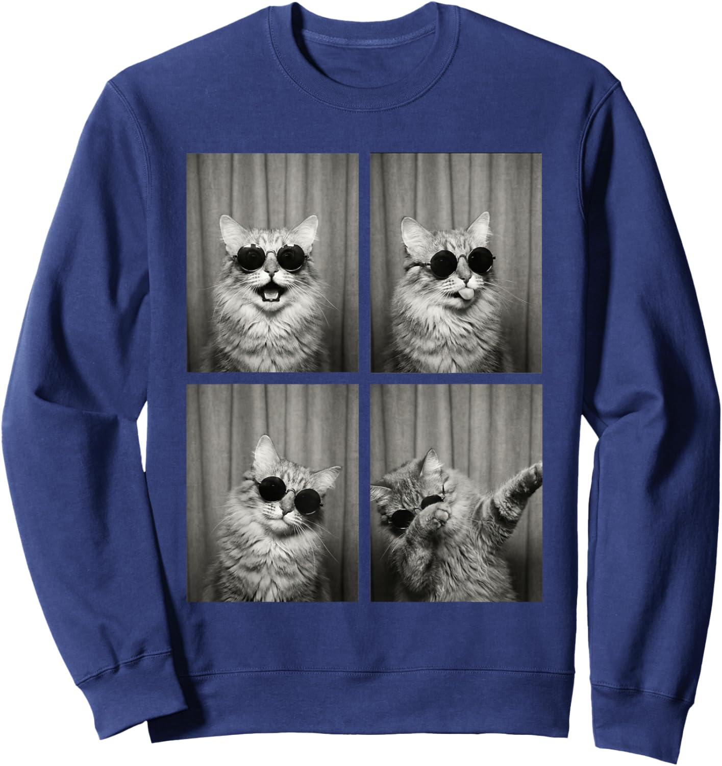 Cat PhotoBooth Sunglasses Funny Dab Cats Lover Sweatshirt - Sweatshirt | Navy
