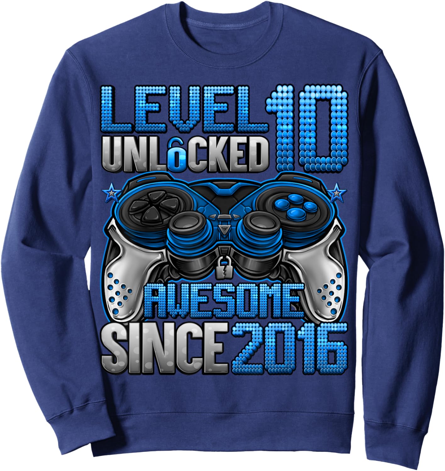 Level 10 Unlocked 10 Year Old Gifts Boys 10th Birthday Boy Sweatshirt - Sweatshirt | Navy