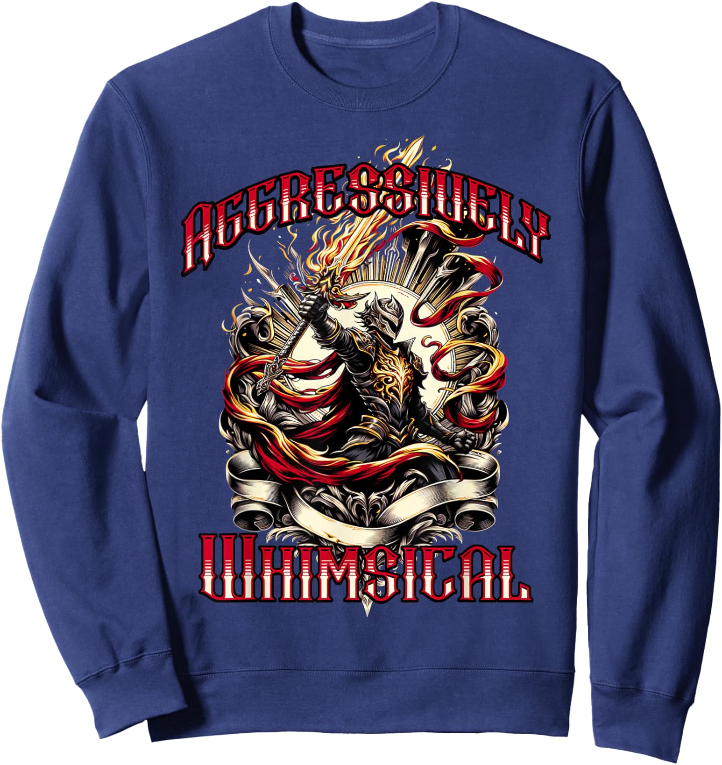 Aggressively Whimsical Knight Warrior Sweatshirt - Sweatshirt | Navy