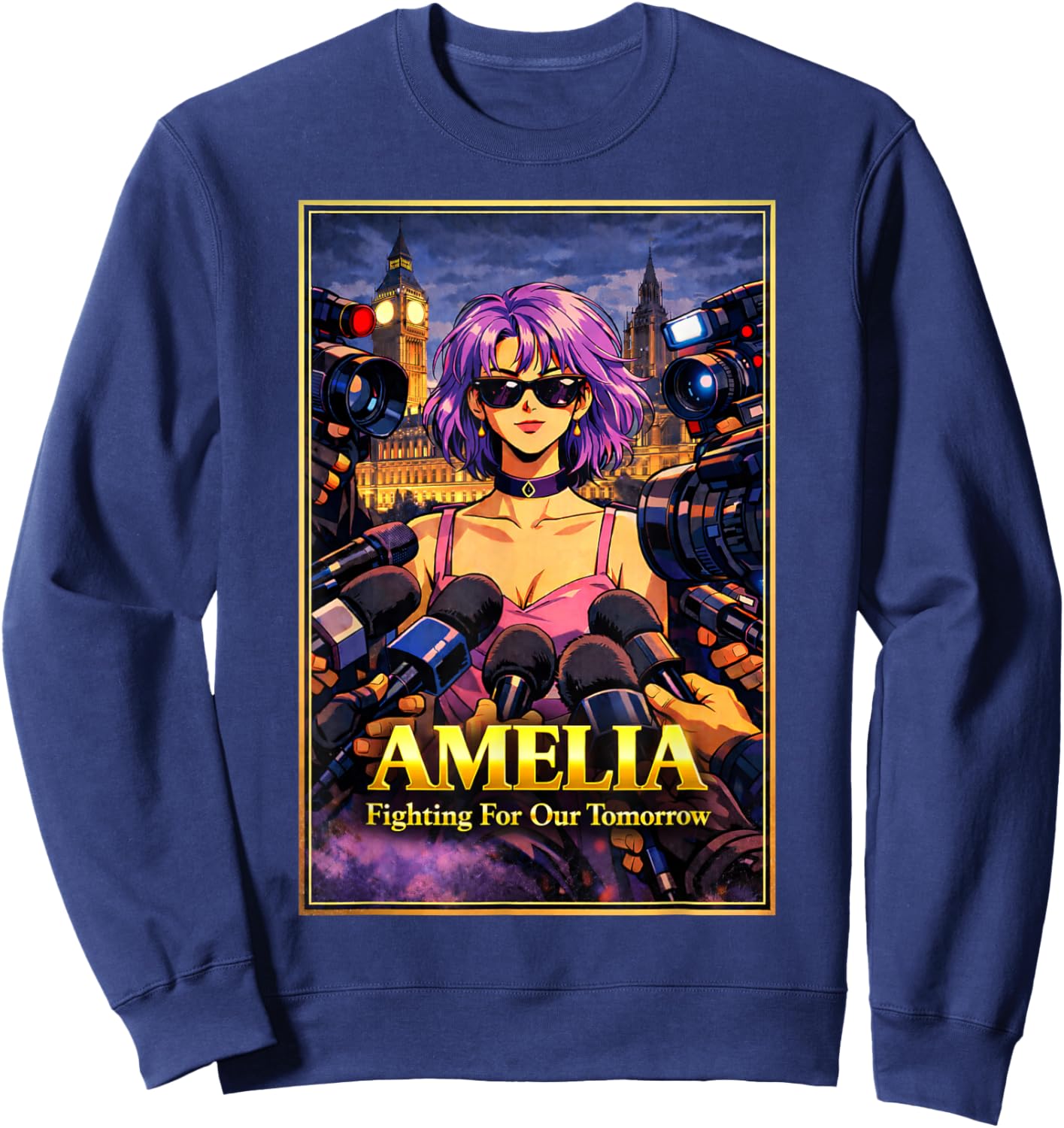 Amelia Fighting for Our Future Union Jack British England Sweatshirt - Sweatshirt | Navy