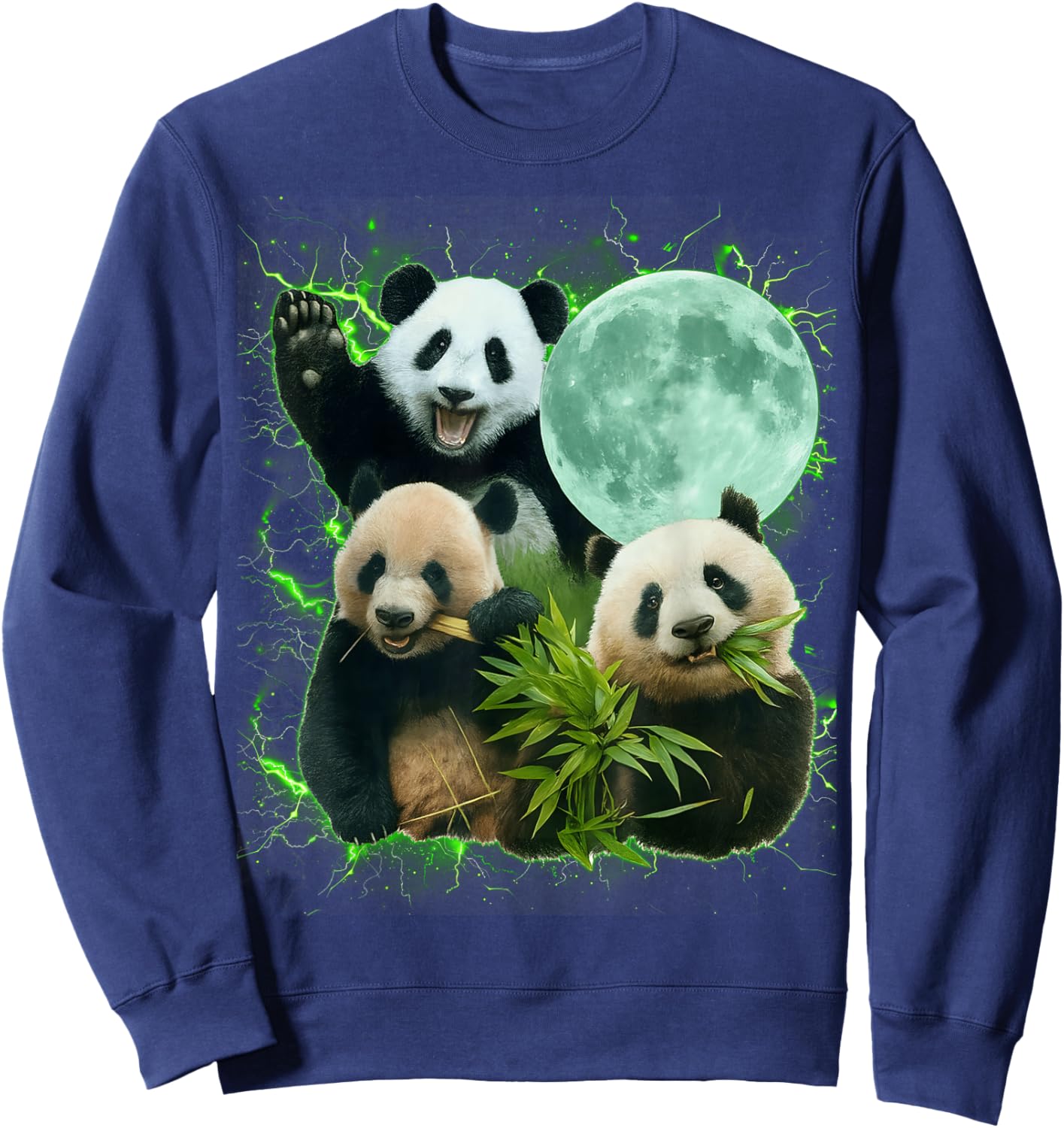 Cute Funny Meme Panda Eating Bamboo Men Women Kid Sweatshirt - Sweatshirt | Navy