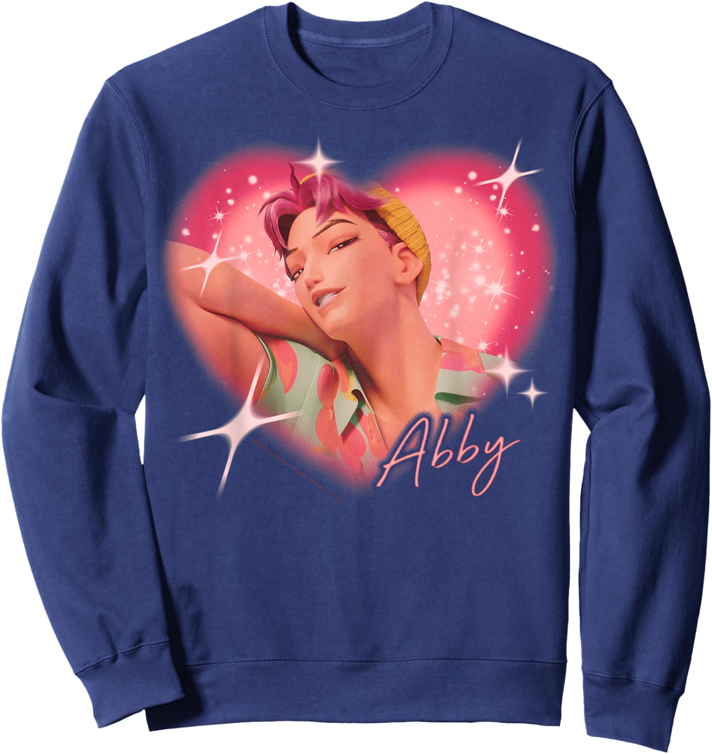 Kpop Demon Hunters The Saja Boys Abby Charming Gaze Heart Sweatshirt - Sweatshirt | Navy