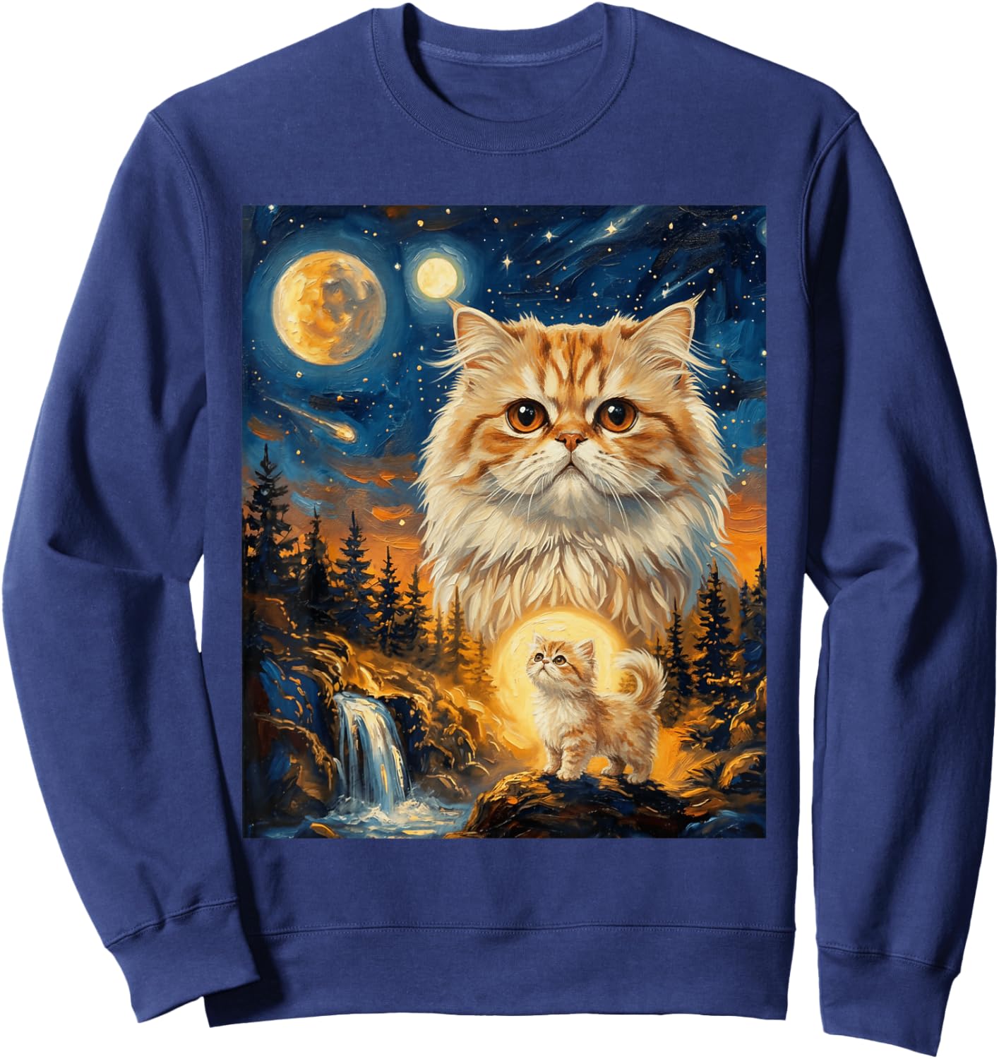 Persian Cat Howling to The Moon Sweatshirt - Sweatshirt | Navy