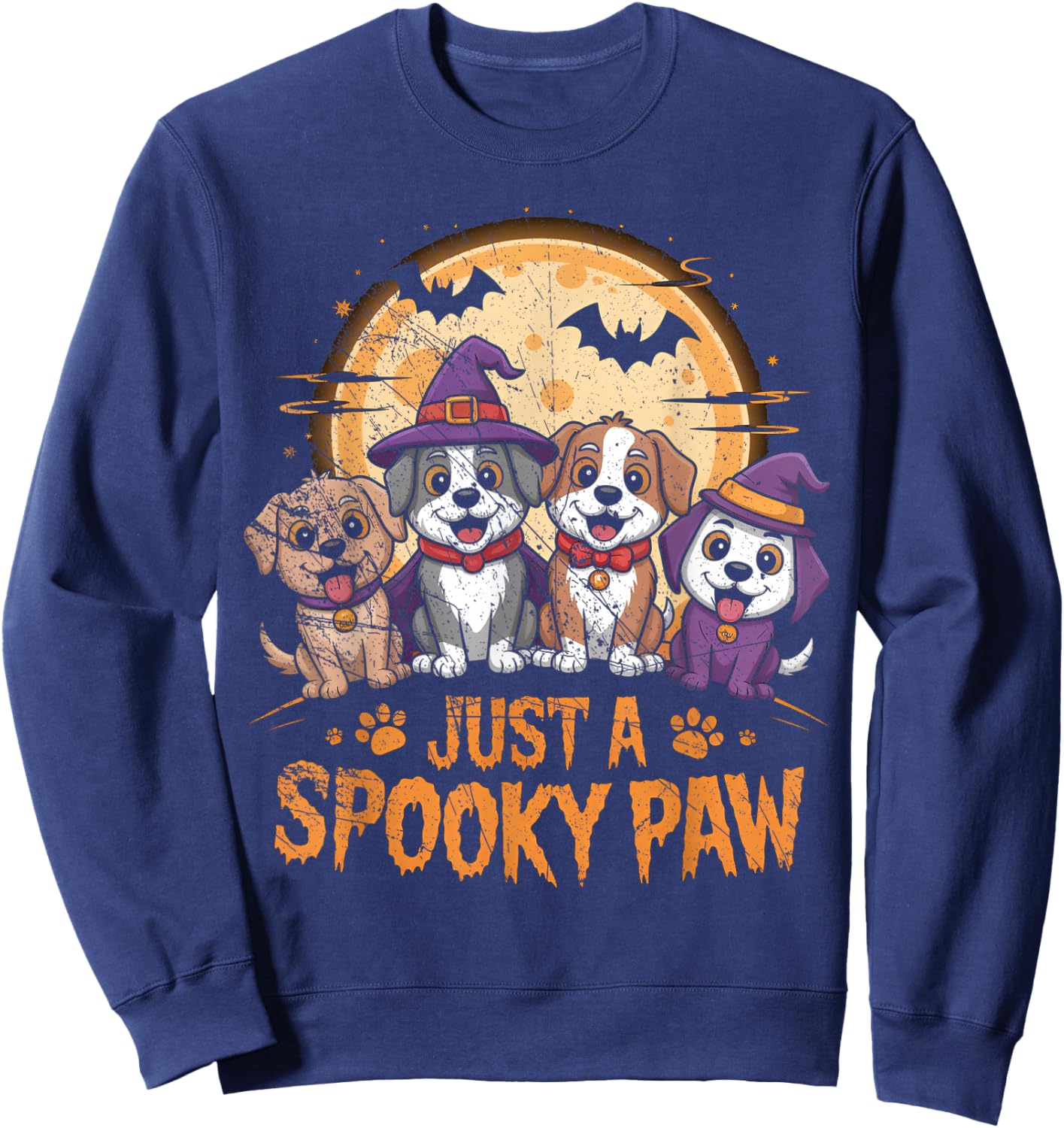 Funny Halloween Dog Ghost Costume Puppy Just A Spooky Paw Sweatshirt - Sweatshirt | Navy