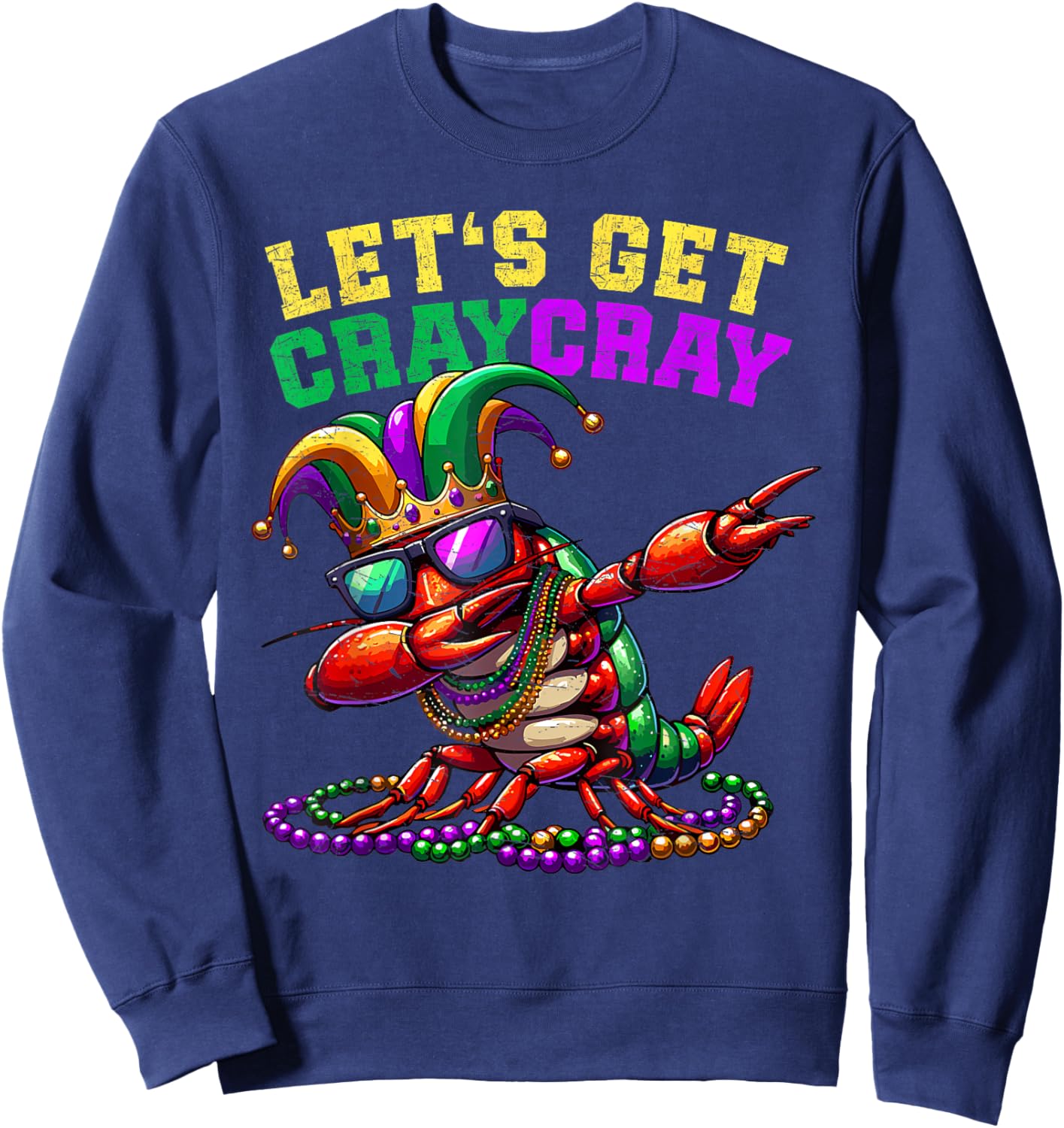 Dabbing Crawfish Costume Kids Boys Men Mardi Gras Sweatshirt - Sweatshirt | Navy
