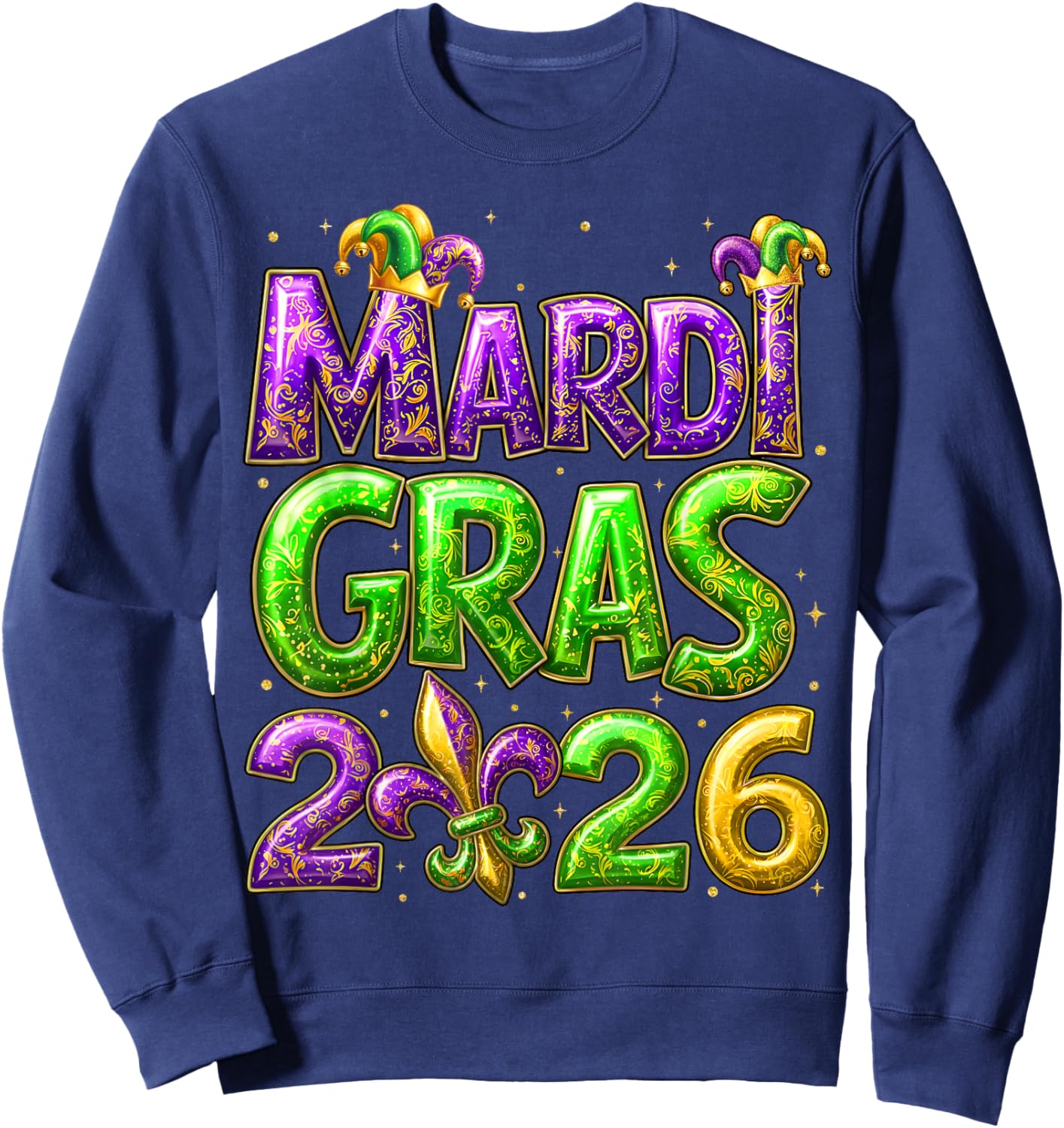 Mardi Gras 2026 Family Matching Costume PJs Women Kid Men Sweatshirt - Sweatshirt | Navy