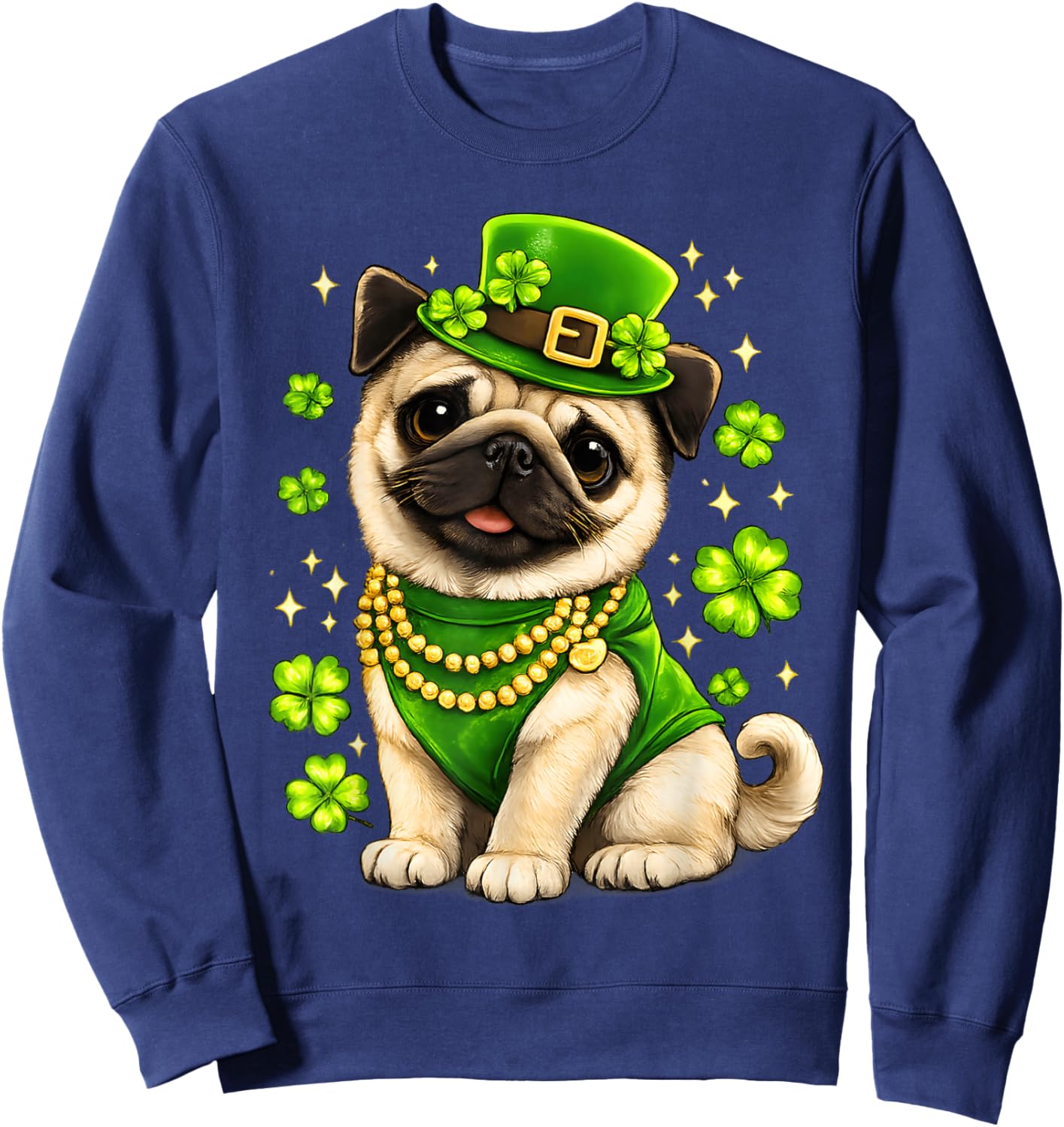 St Patrick's Day Gifts Funny Pug Dog Shamrock Irish Boy Kids Sweatshirt - Sweatshirt | Navy