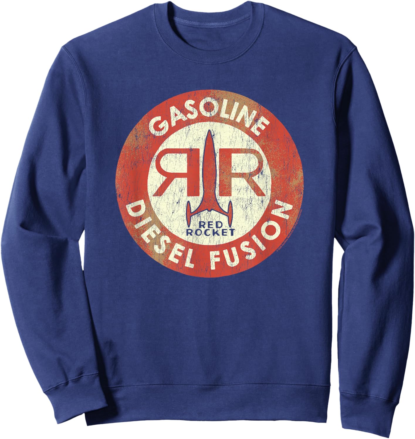 Fallout Video Game Red Rocket Diesel Fuel Distressed Logo Sweatshirt - Sweatshirt | Navy