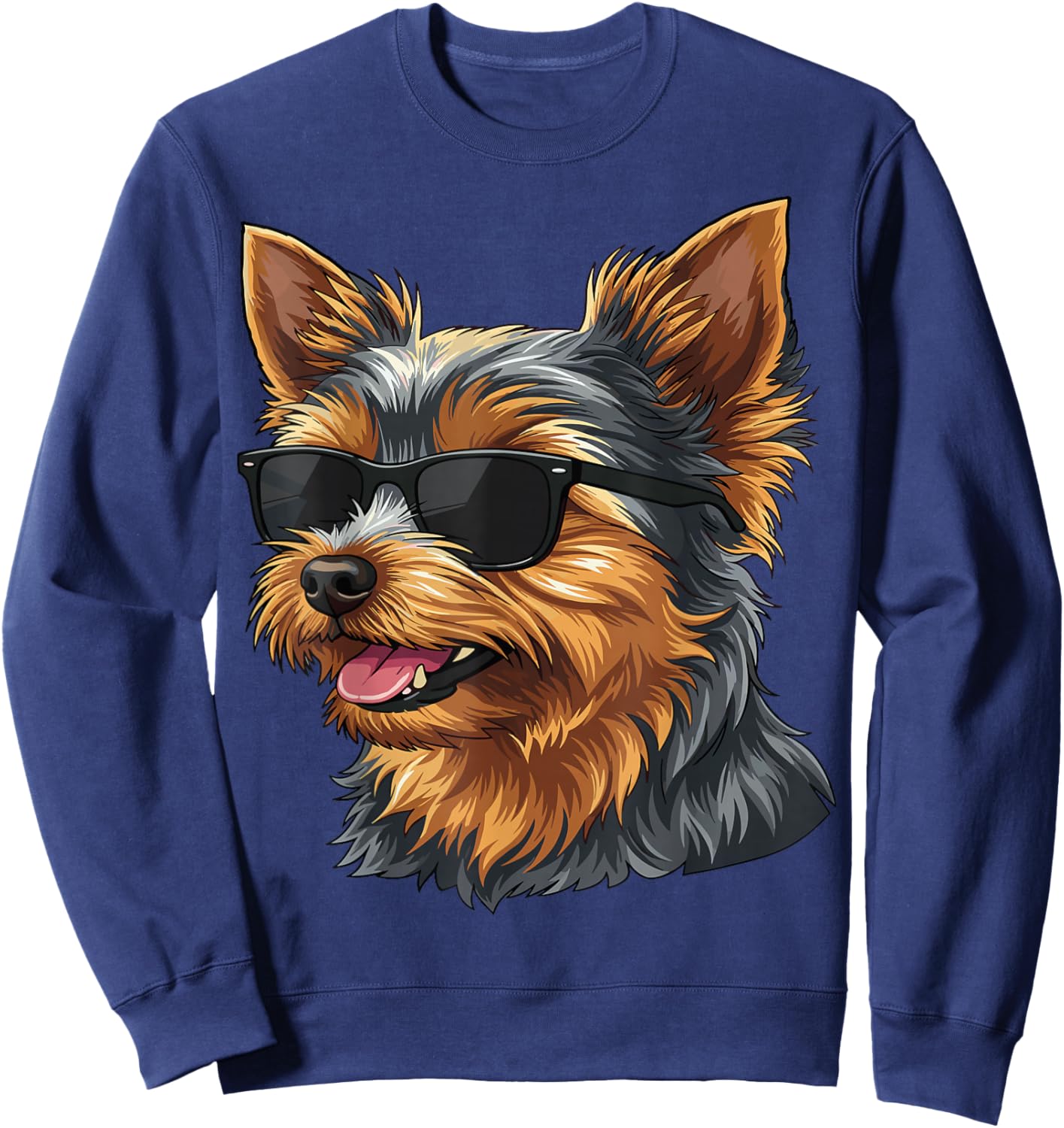 Funny Yorkshire Terrier Lover Retro Dog Sunglasses Dogs Pets Sweatshirt - Sweatshirt | Navy