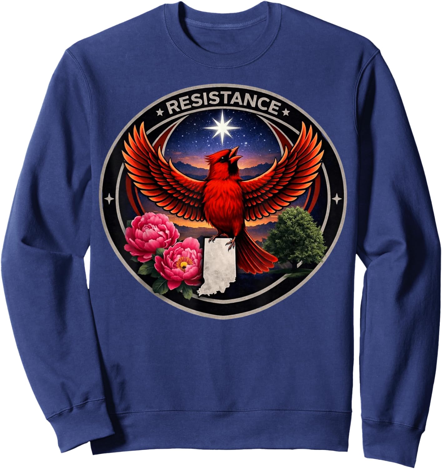 Indiana in Rebel Bird Alliance Resistance No Kings 2026 Sweatshirt - Sweatshirt | Navy
