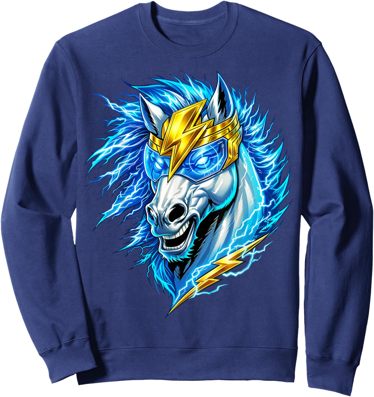 Charger Horse Lightning Bolt Stallion Women Kids Sweatshirt - Sweatshirt | Navy