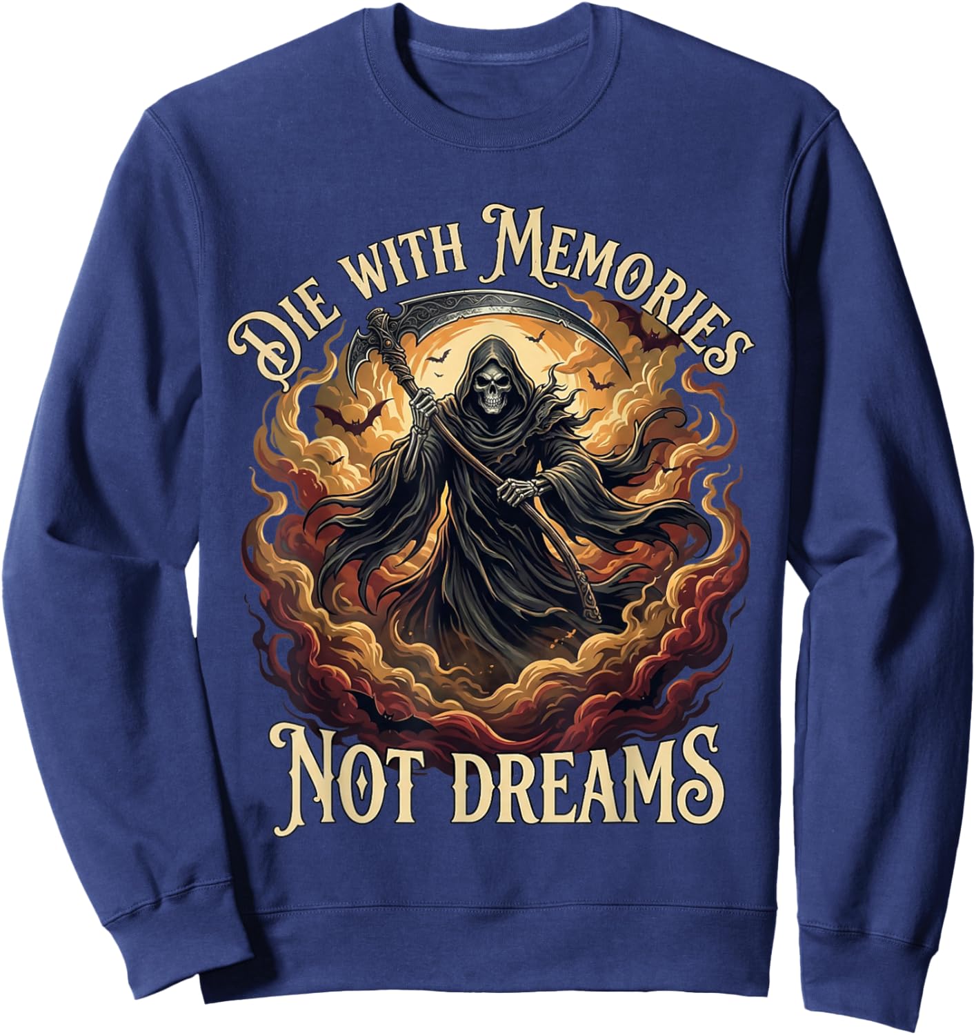 Die with Memories Not Dreams Skeleton Sweatshirt - Sweatshirt | Navy