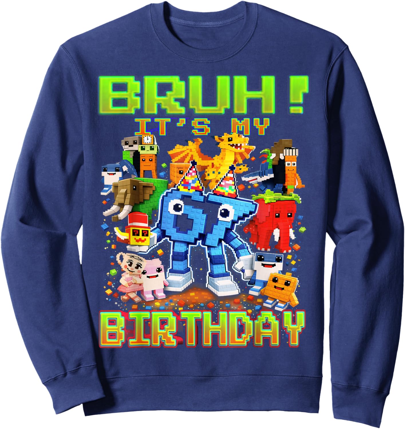 Bruh Its My Birthday Boy 67 Brainrot Gifts for Boys Kids Sweatshirt - Sweatshirt | Navy