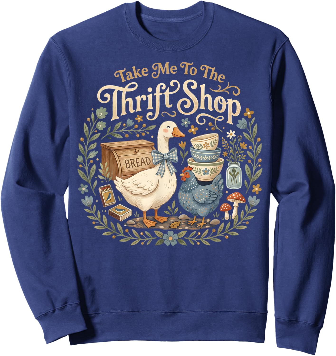 Take Me to The Thrift Shop Cute Grandma Core Antiquing Women Sweatshirt - Sweatshirt | Navy