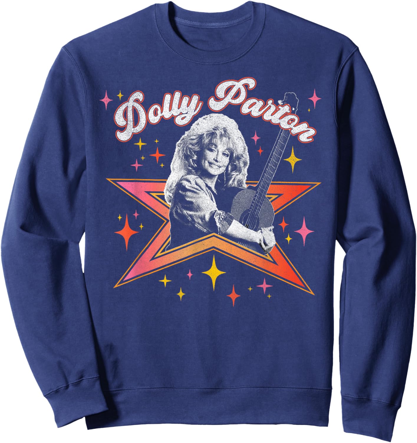 Dolly Parton Black & White Portrait Glimmering and Sparkling Sweatshirt - Sweatshirt | Navy