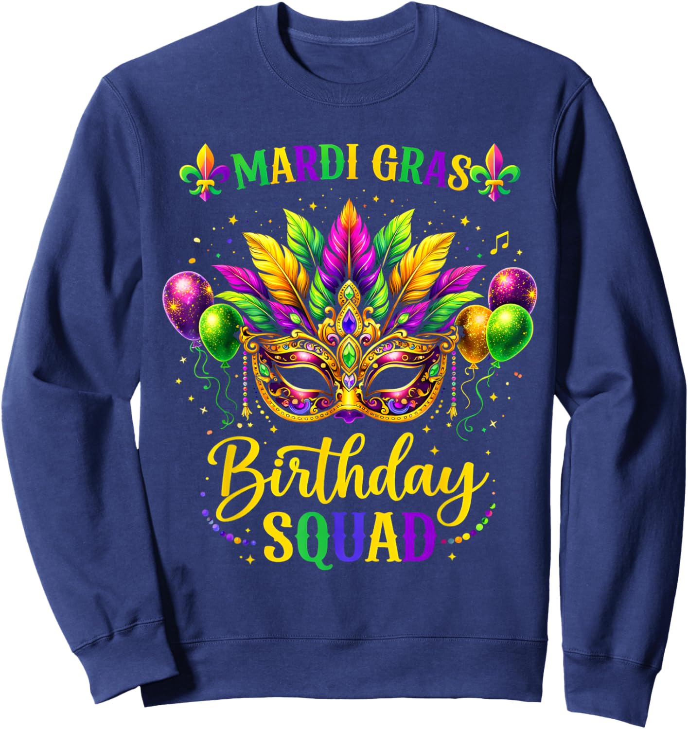 Birthday Squad Mardi Gras Crew Party Girl Toddler Boys Sweatshirt - Sweatshirt | Navy