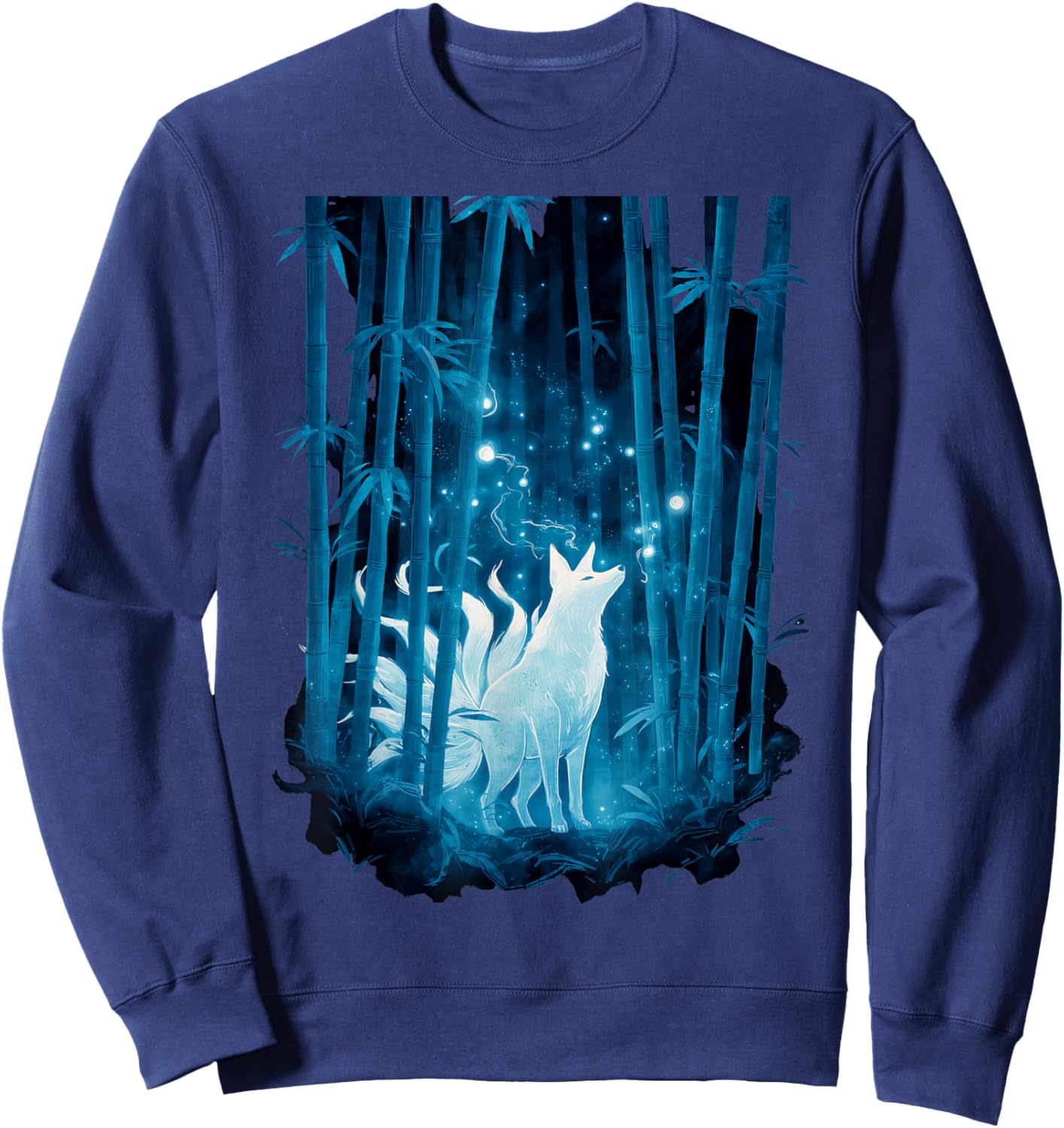 Japanese Kitsune Fox Spirit Bamboo Forest Legendary Sweatshirt - Sweatshirt | Navy
