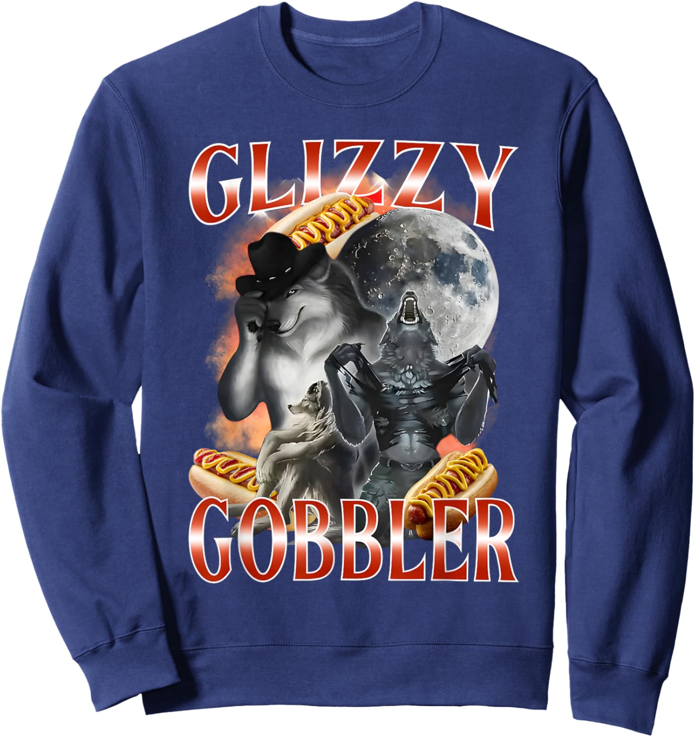 Funny Glizzy Gobbler Meme Hilarious Hot Dog Glizzy Lovers Sweatshirt - Sweatshirt | Navy