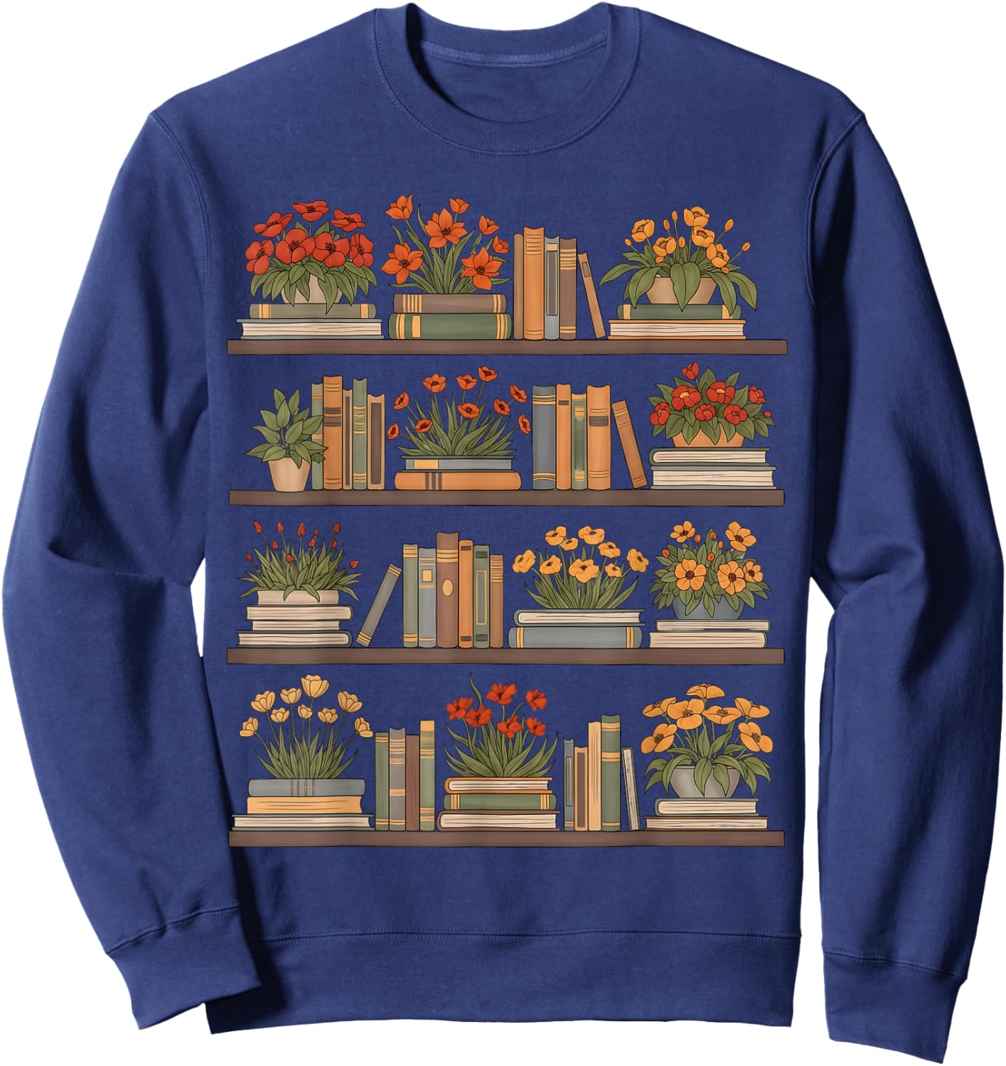 Whimsical Books and Blooms Sweatshirt - Sweatshirt | Navy
