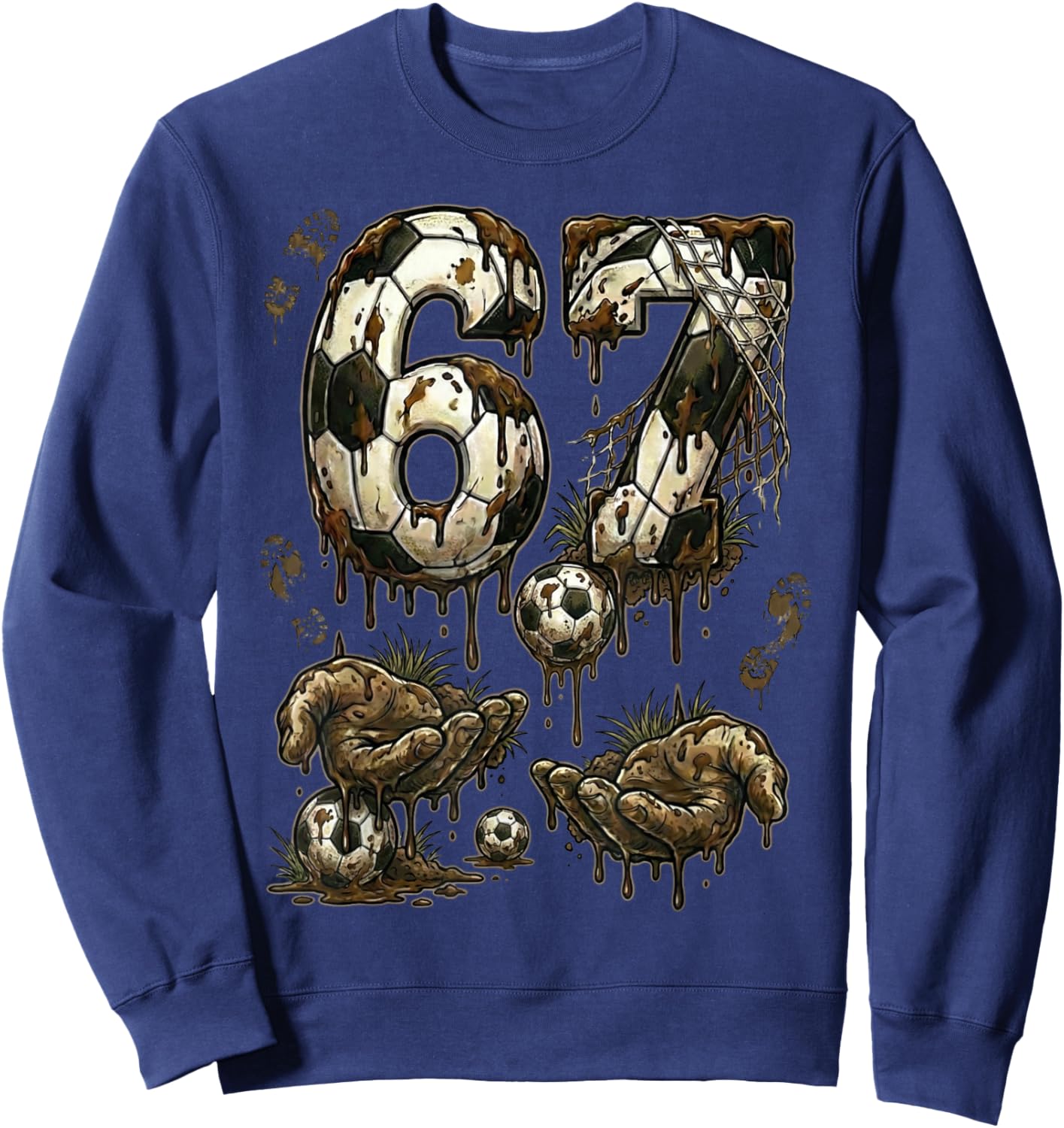 67 Soccer Six Seven Soccer 6 7 Kids Boys Girls Funny Soccer Sweatshirt - Sweatshirt | Navy