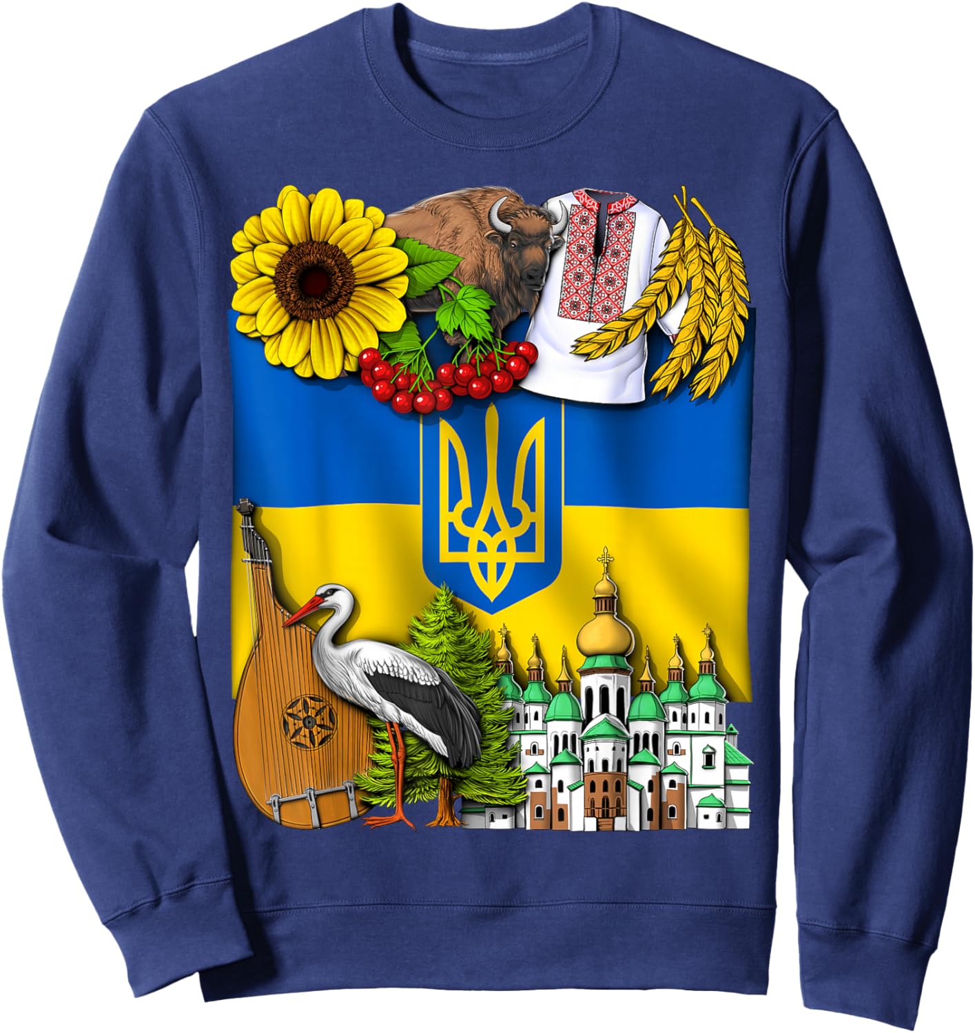 Ukraine Flag Ukrainian Roots Proud Ukrainian Heritage Sweatshirt - Sweatshirt | Navy