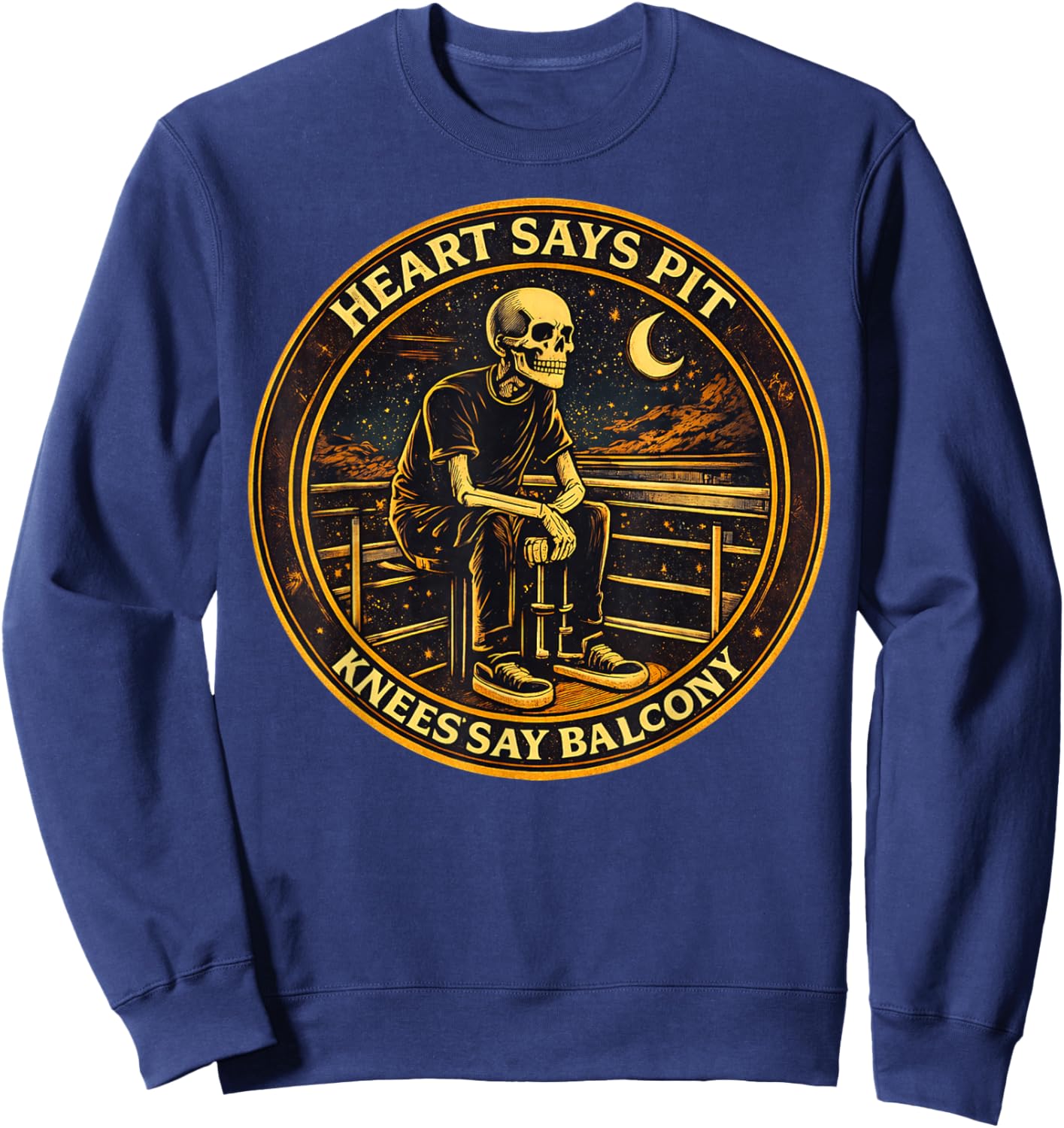 Heart Says Pit Knees Say Balcony Sweatshirt - Sweatshirt | Navy