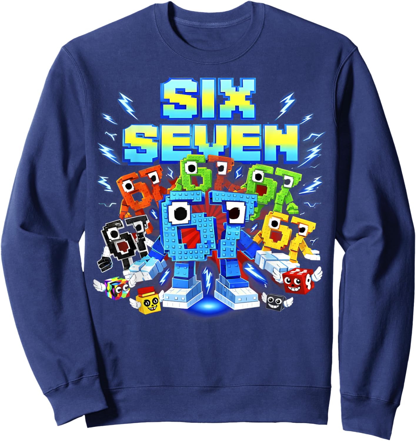 Six Seven Brainrot Birthday Boy Funny Gifts for Boys Kids Sweatshirt - Sweatshirt | Navy