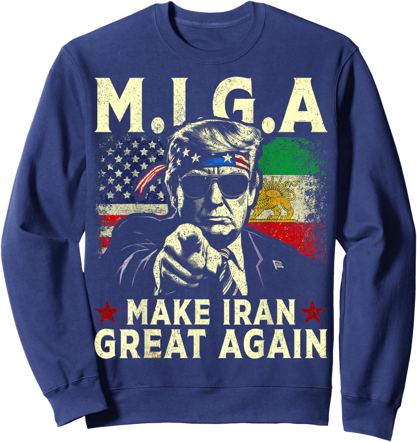 MIGA Make Iran Great Again Vintage Sweatshirt - Sweatshirt | Navy