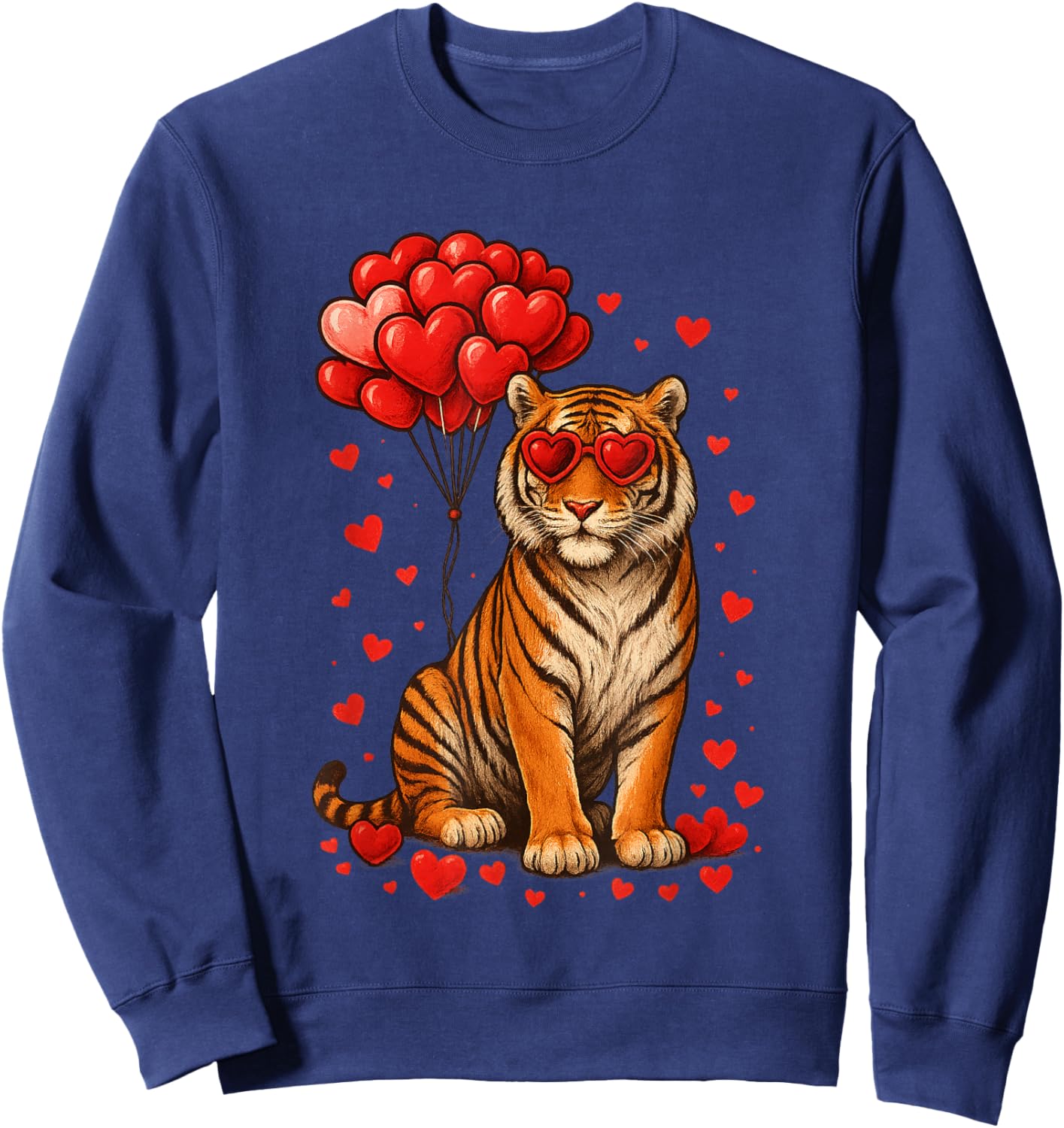 Funny Tiger Valentine's Day Heart Animals Lover Gifts Sweatshirt - Sweatshirt | Navy