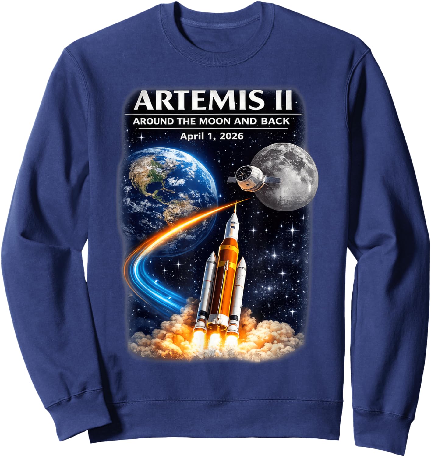 Artemis II Rocket Space Launch Back to The Moon Mission 2026 Sweatshirt - Sweatshirt | Navy