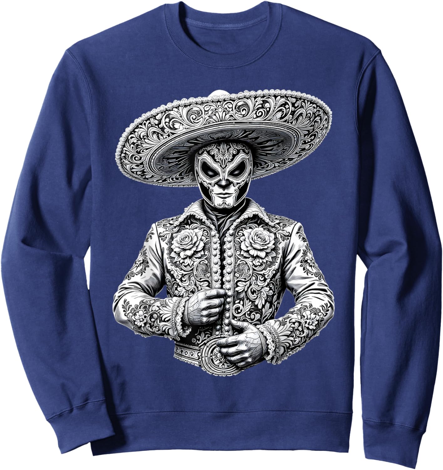 Elegant Lucha Libre Charro Sweatshirt - Sweatshirt | Navy