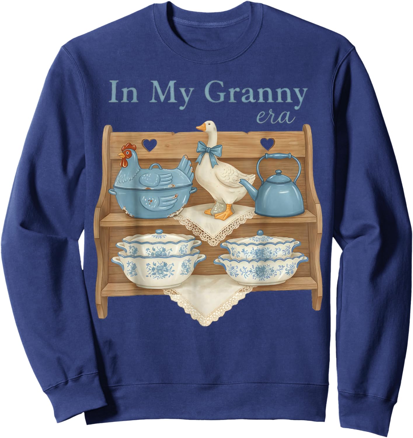 in My Granny Era, Grandma Core Graphic Sweatshirt - Sweatshirt | Navy