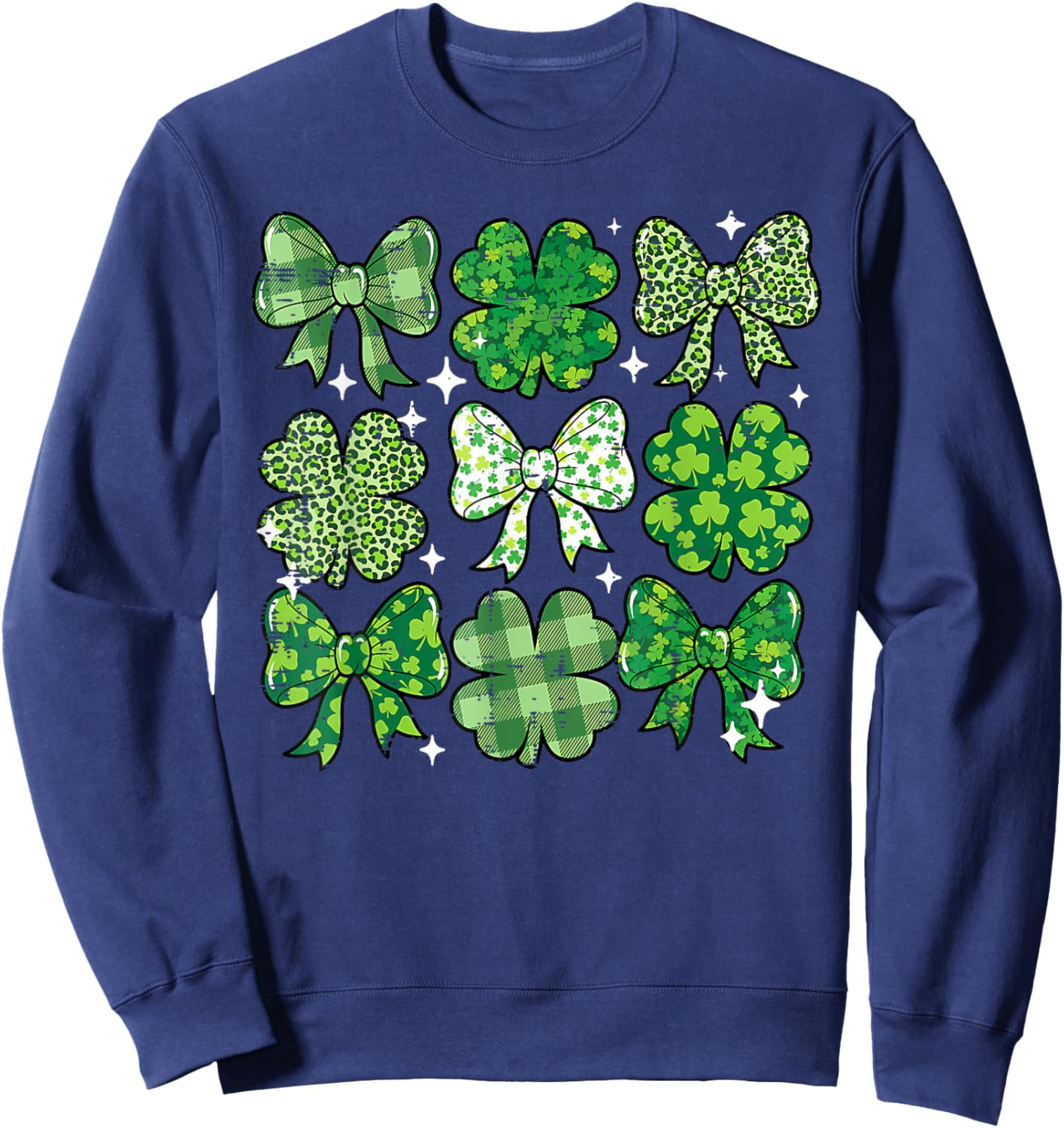 St Patricks Day Bow Coquette Saint Paddys Girls Kids Women Sweatshirt - Sweatshirt | Navy