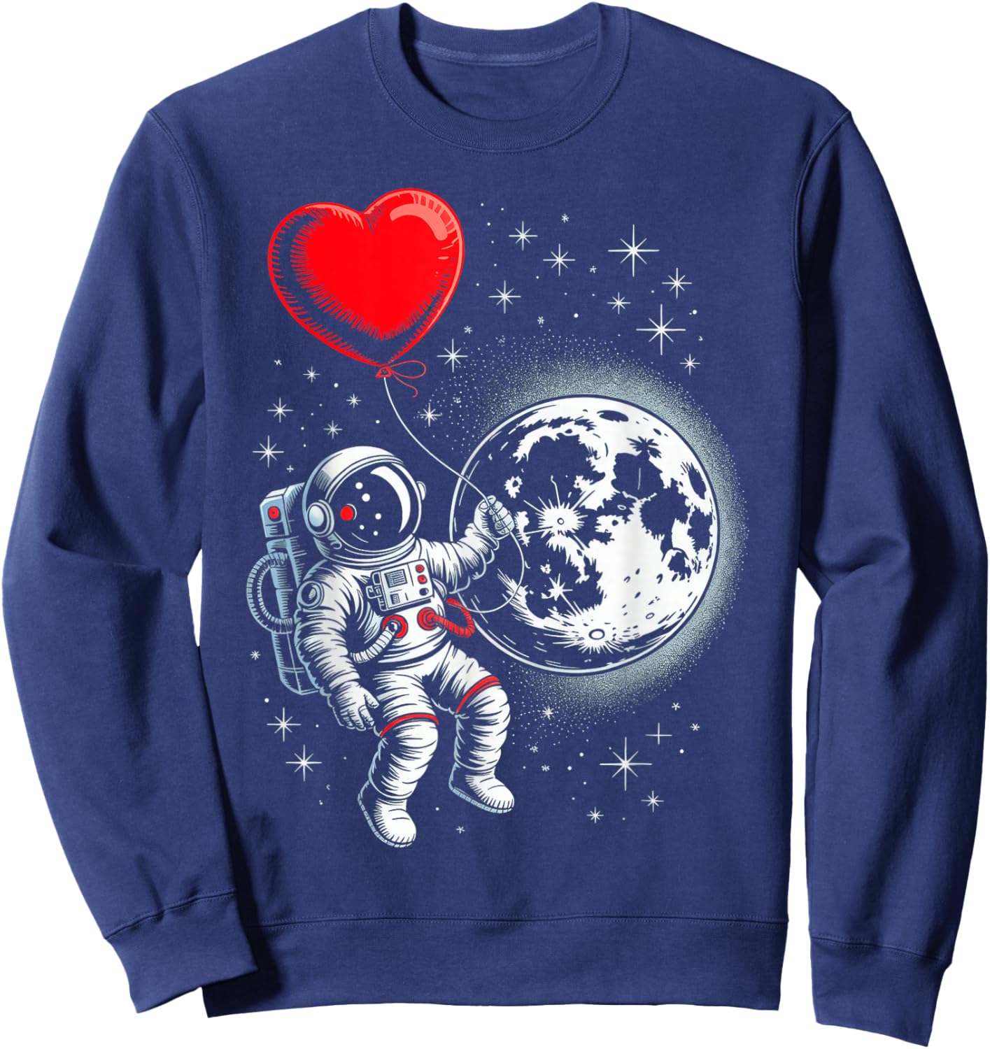 Space Astronaut Heart Balloon Valentine Sweatshirt - Sweatshirt | Navy
