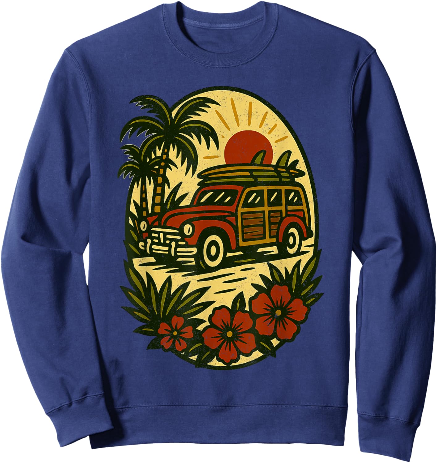 Woody Surfer Van | Traditional Tattoo Art Sweatshirt - Sweatshirt | Navy