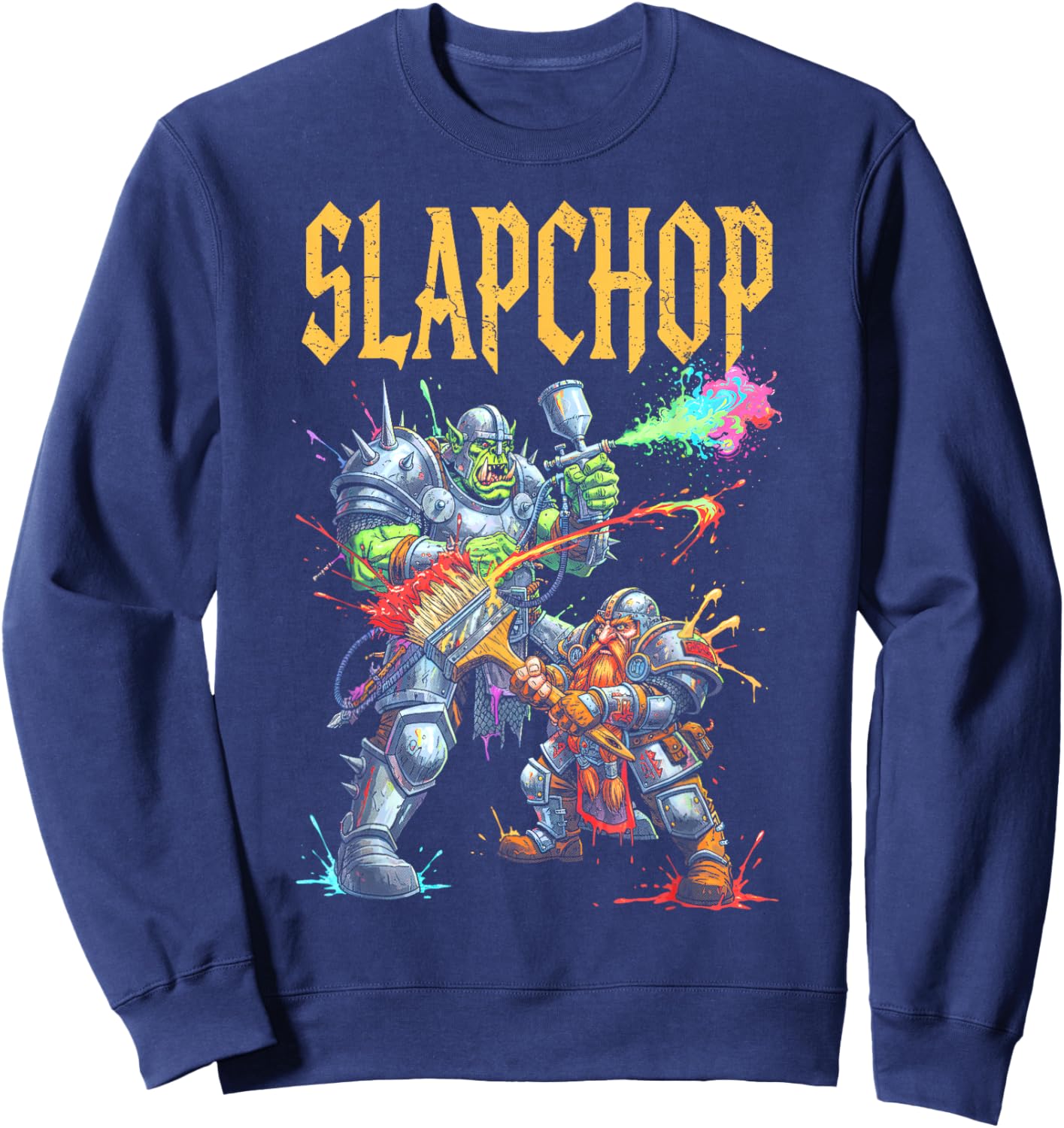 Mini Painter Slapchop Fantasy Miniature Orc Dwarf Airbrush Sweatshirt - Sweatshirt | Navy