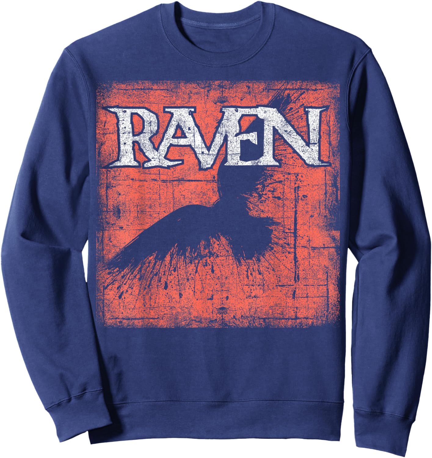 Raven Beautiful Night Bird silhouettte Black Crow Distressed Sweatshirt - Sweatshirt | Navy
