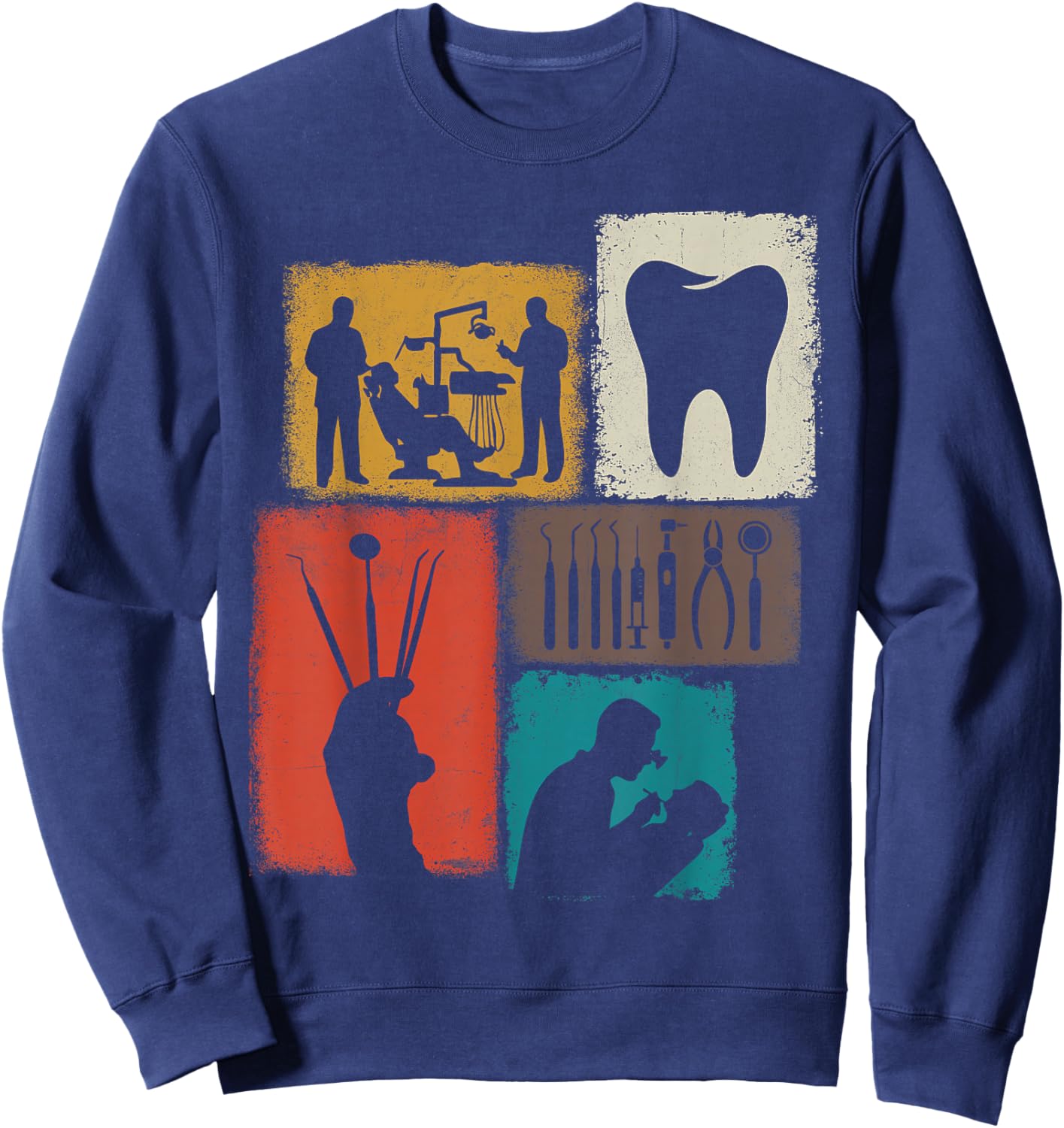 Dentist Vintage Collage Dental Men Orthodontist Sweatshirt - Sweatshirt | Navy