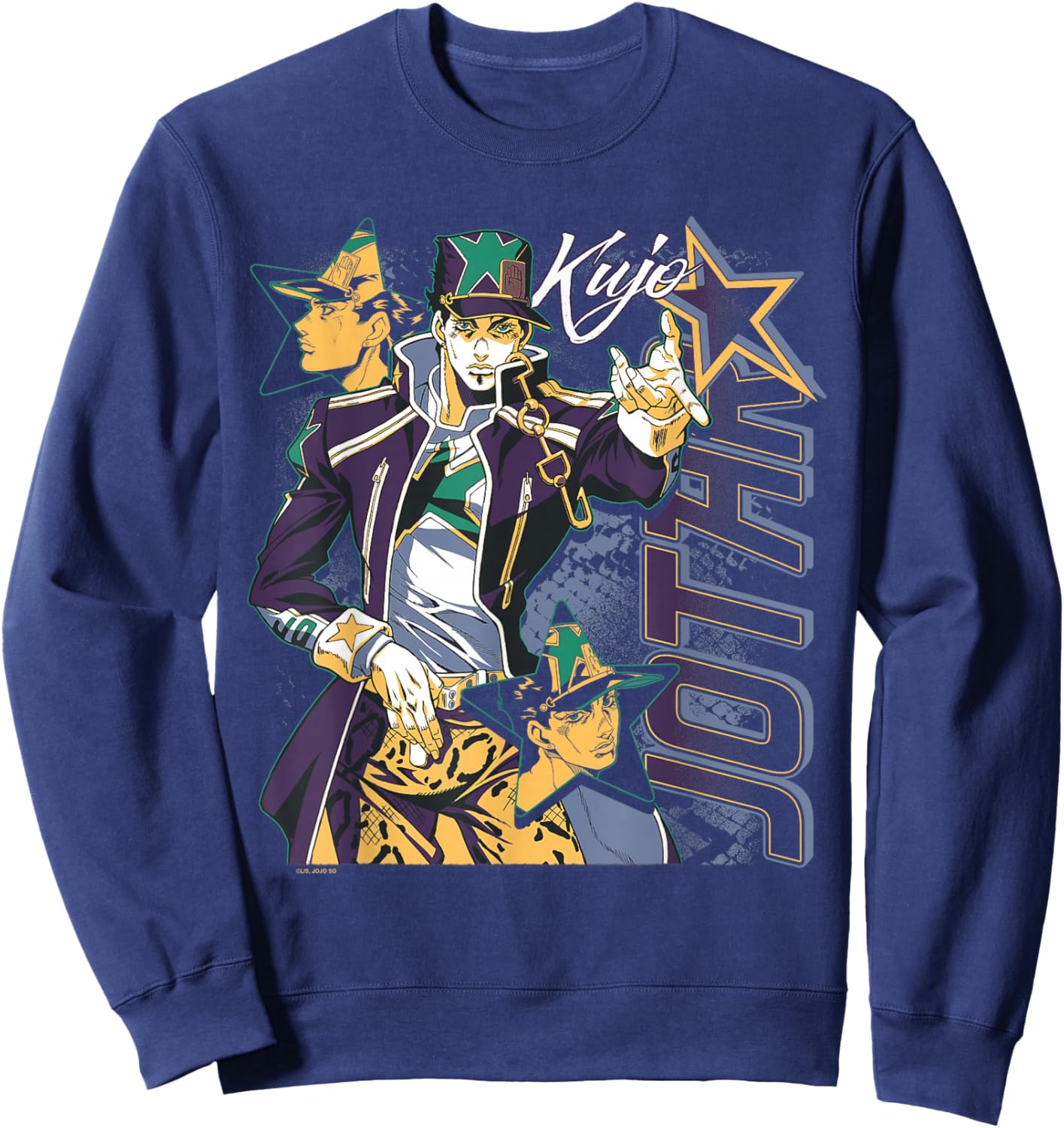 JoJo's Bizarre Adventure Kujo Jotaro Star Collage Anime Sweatshirt - Sweatshirt | Navy