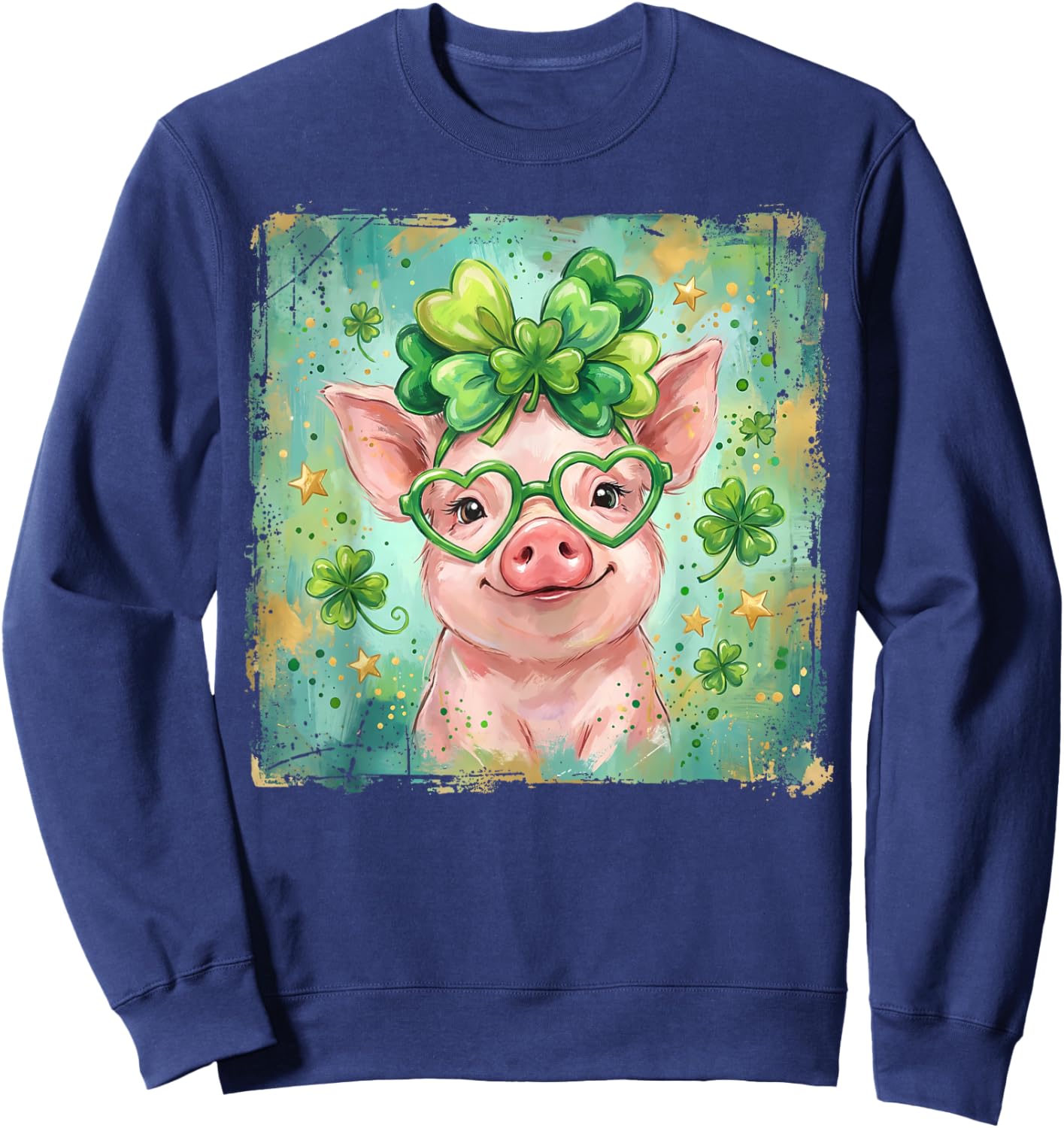 Lucky Irish Pig St. Patrick’s Day Funny Shamrock Sweatshirt - Sweatshirt | Navy