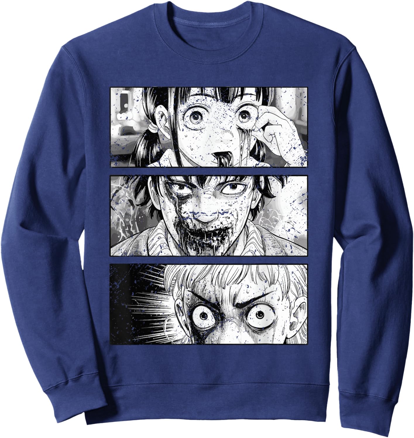 Horror Anime Japan Japanese Creepy Kawaii Goth Sweatshirt - Sweatshirt | Navy