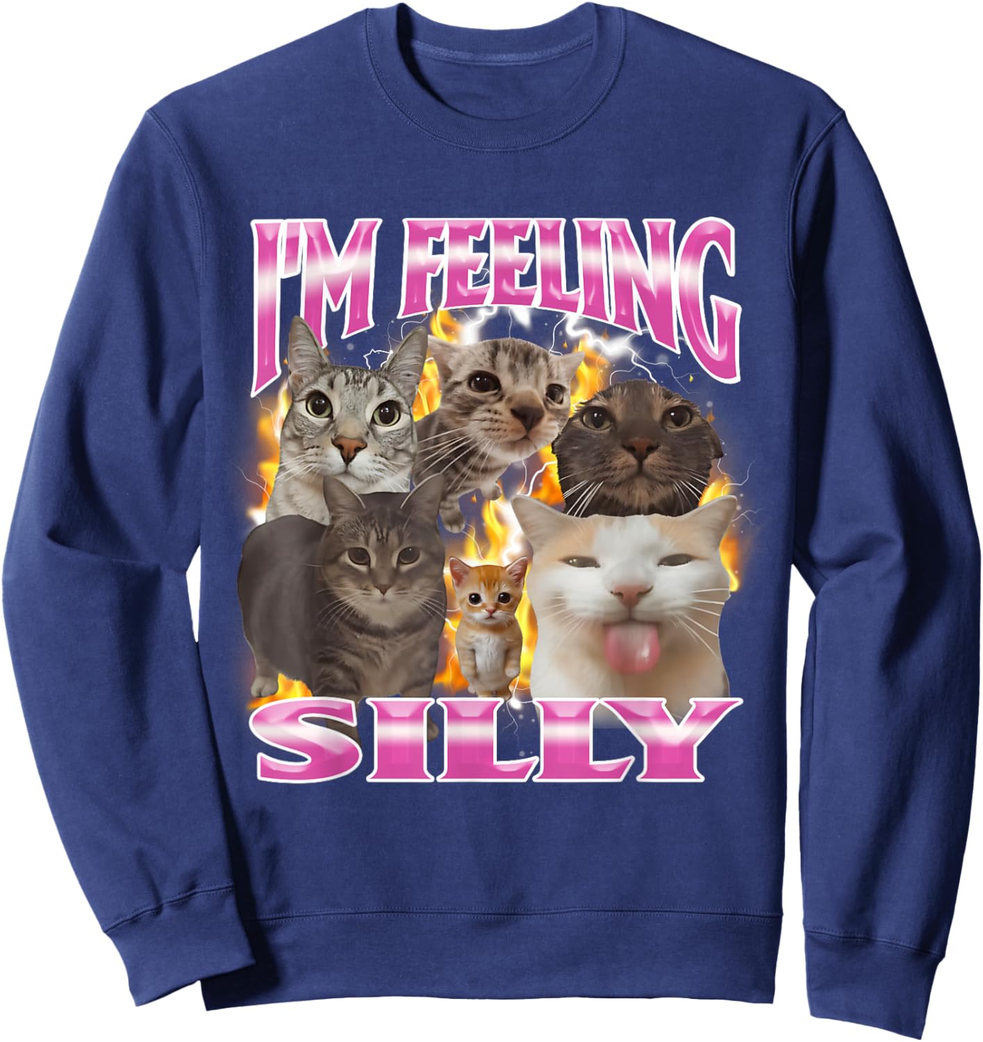 I'm Feeling Silly Funny Cat Meme Bootleg Sweatshirt - Sweatshirt | Navy
