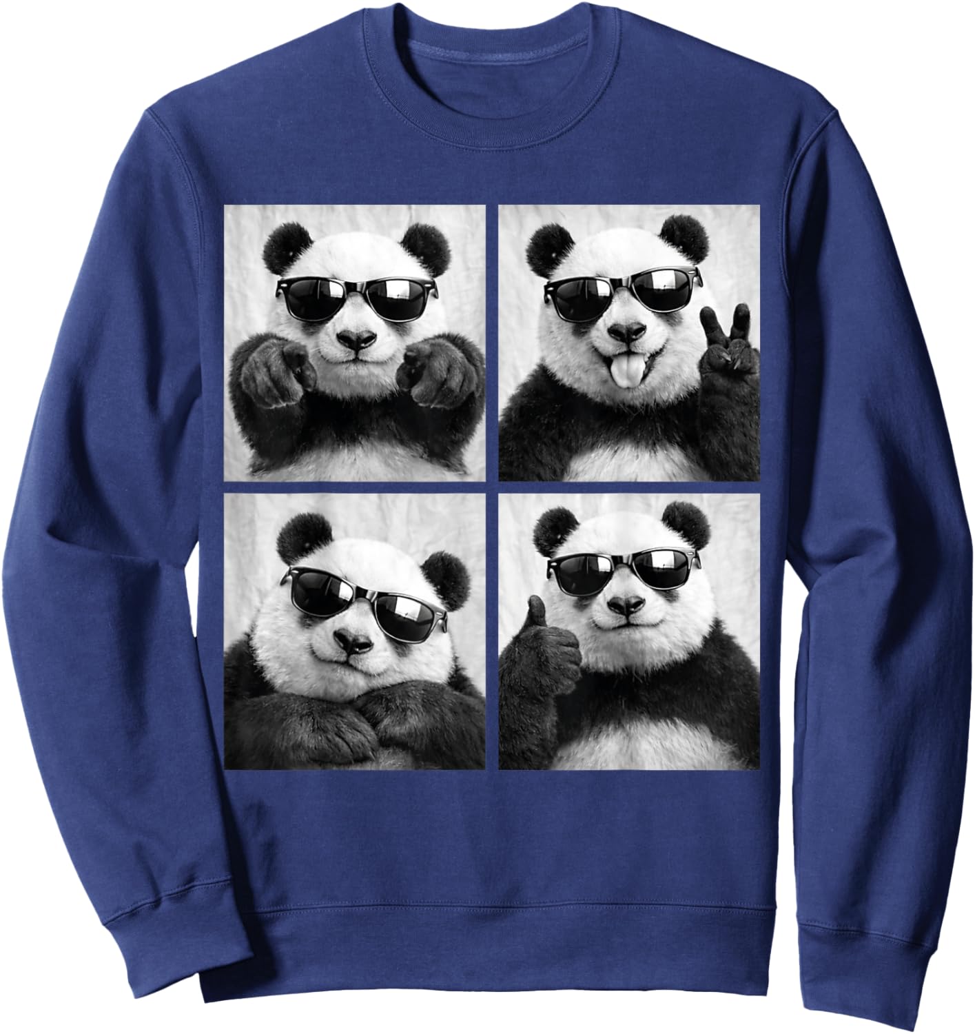 Cool Panda with Sunglasses PhotoBooth Funny Giant Panda Bear Sweatshirt - Sweatshirt | Navy