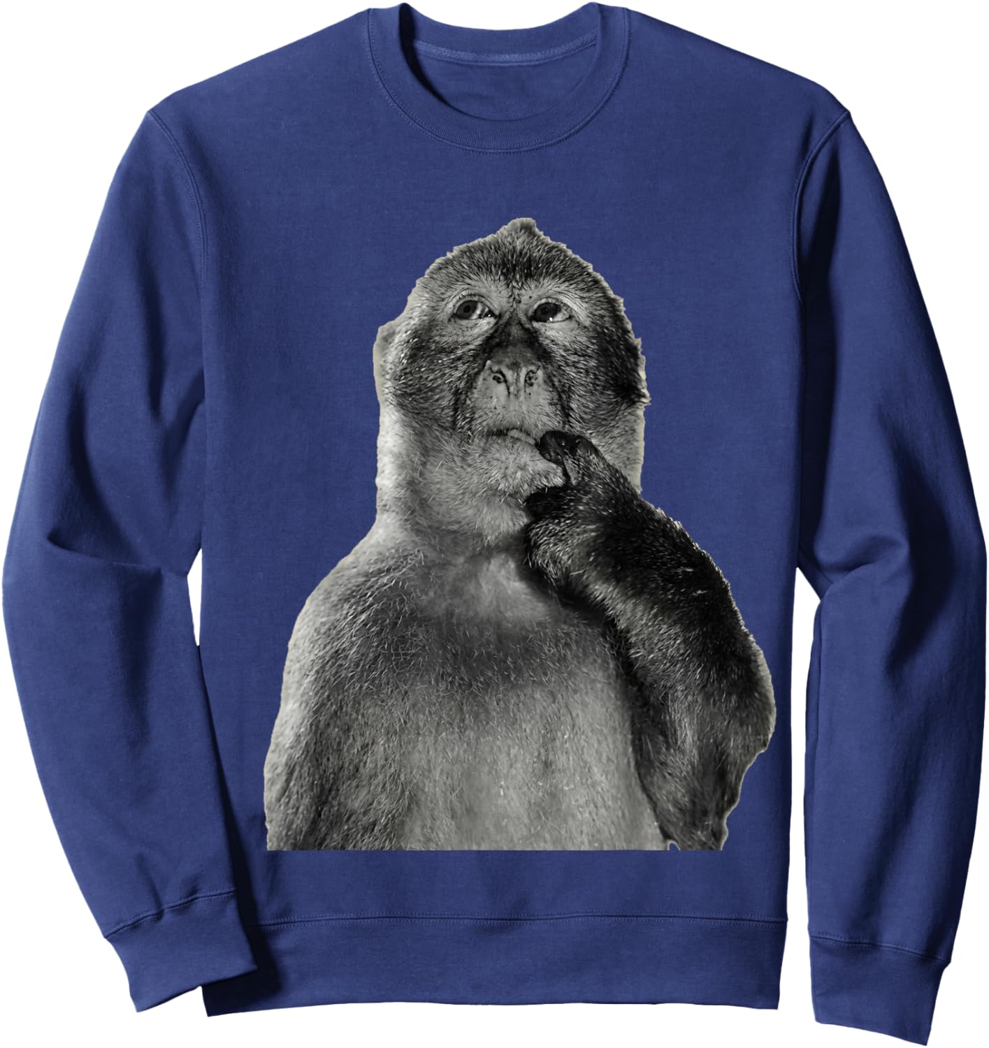 Funny Monkey Meme with Retro oddcore Humor Art Style Sweatshirt - Sweatshirt | Navy