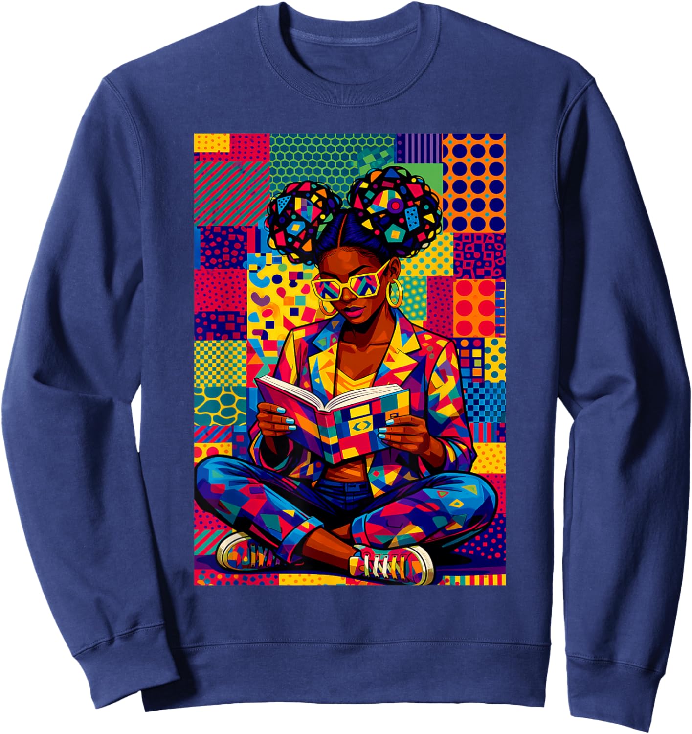 Black History Month Educated Black Women Girls Reading Book Sweatshirt - Sweatshirt | Navy