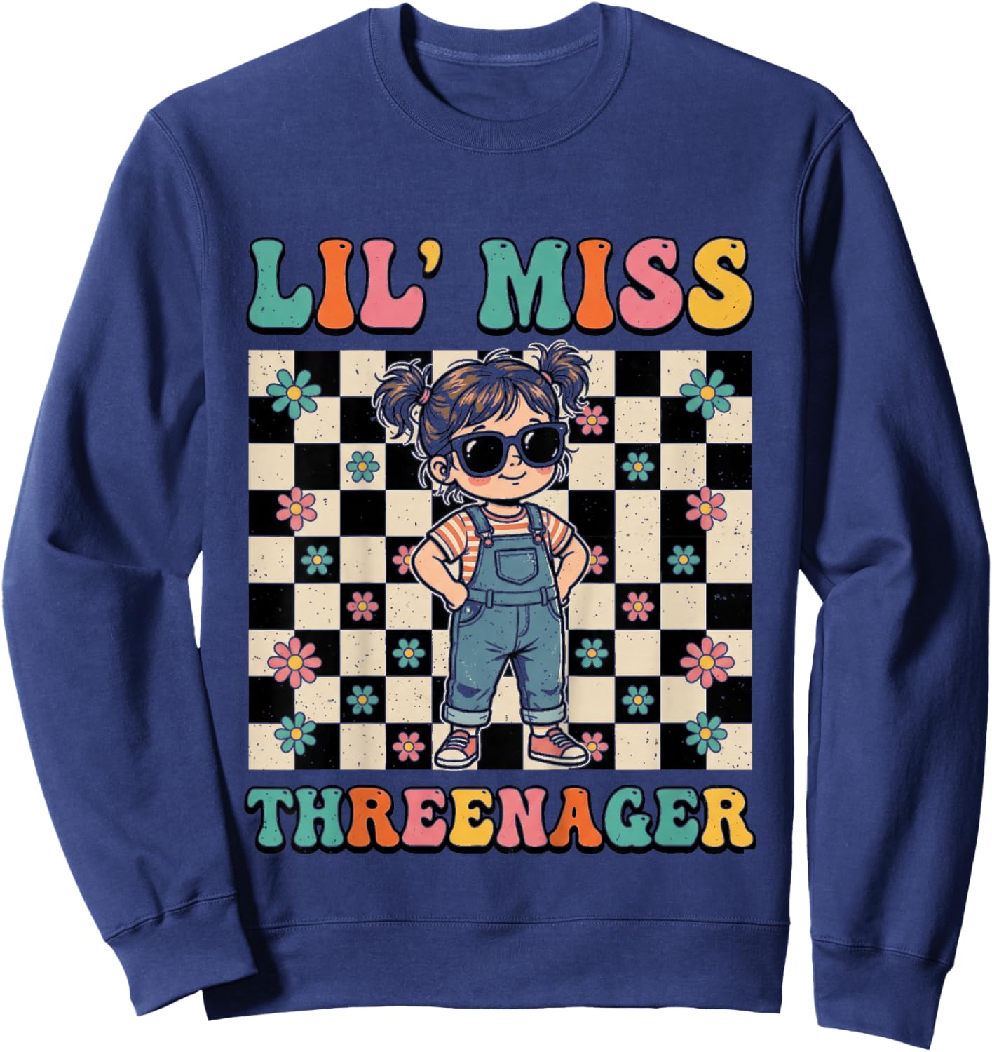 3rd Birthday Girl Sassy Toddler Lil Miss Threenager Sweatshirt - Sweatshirt | Navy