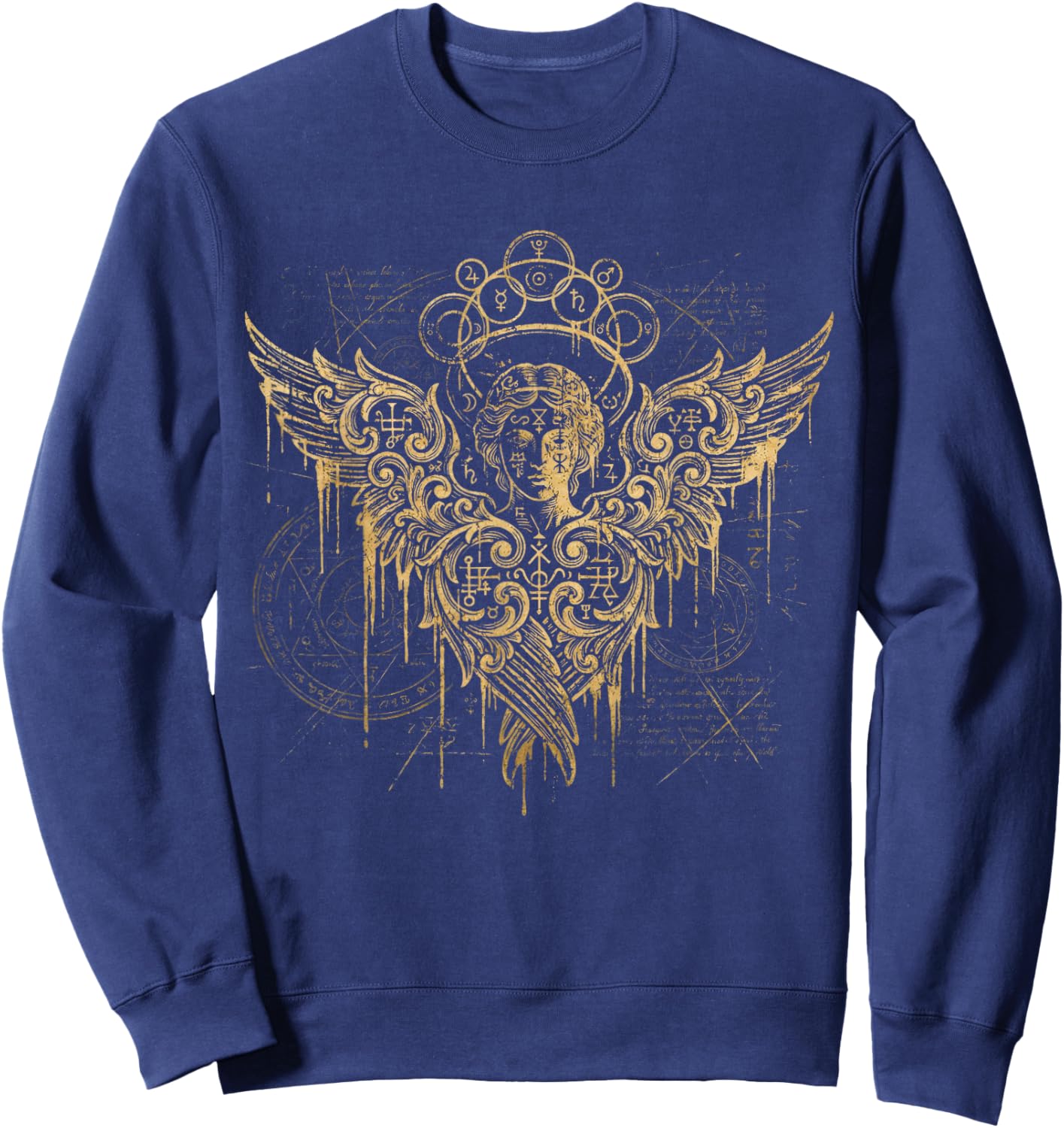 The Gothic Seraph Occult Angel Abstract Goth Art Sweatshirt - Sweatshirt | Navy