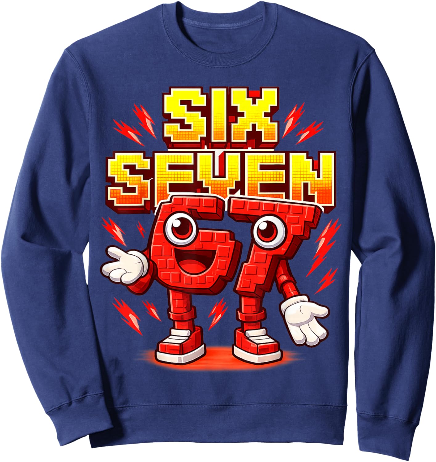 I was 6 Now I'm Six 7 Seven Years Brainrot Birthday Sweatshirt - Sweatshirt | Navy